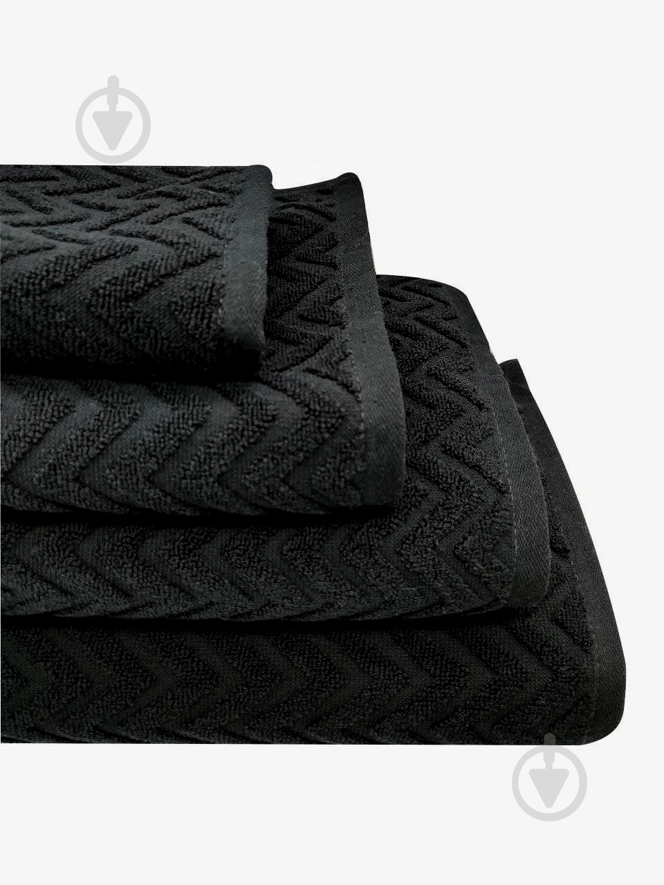 Рушник махровий Зигзаги 30x70 см чорний Simi - фото 2