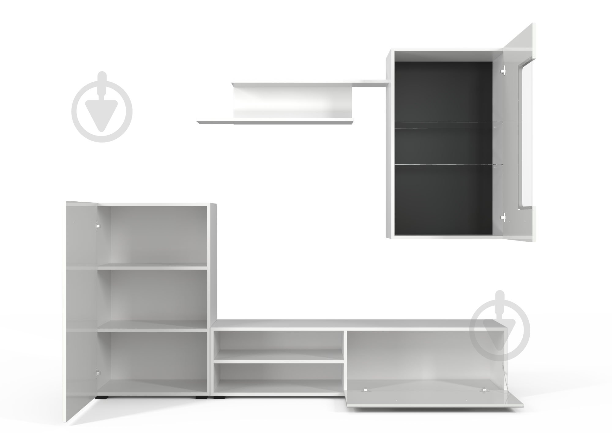 Стенка Флоренсия-1 Луч белый/белый глянец - фото 4