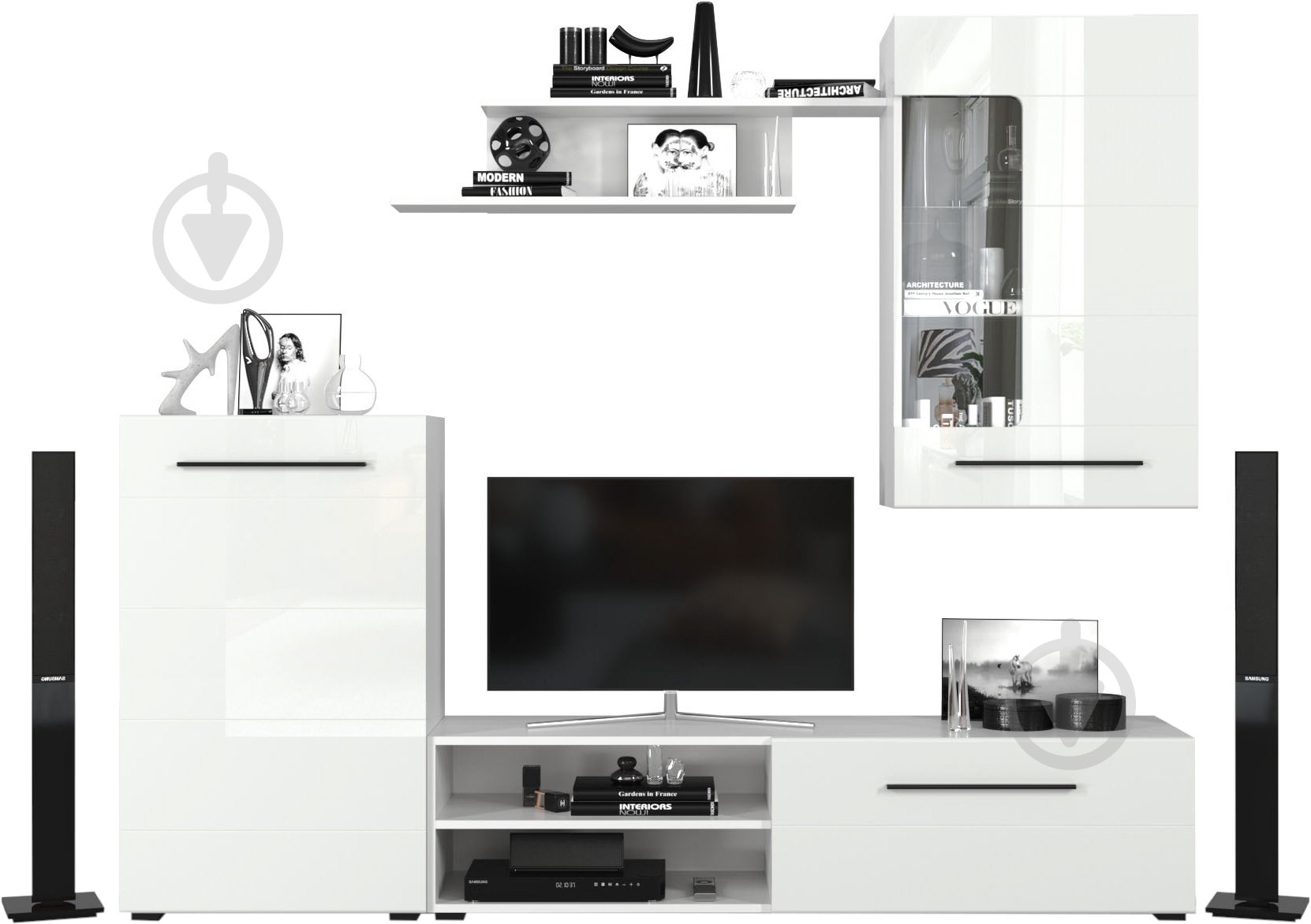 Стенка Флоренсия-1 Луч белый/белый глянец - фото 1