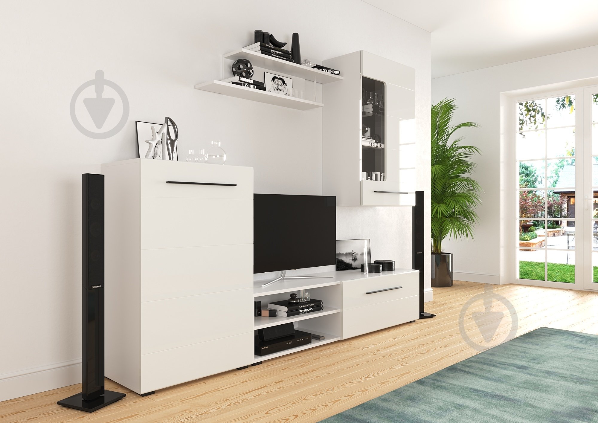 Стенка Флоренсия-1 Луч белый/белый глянец - фото 3