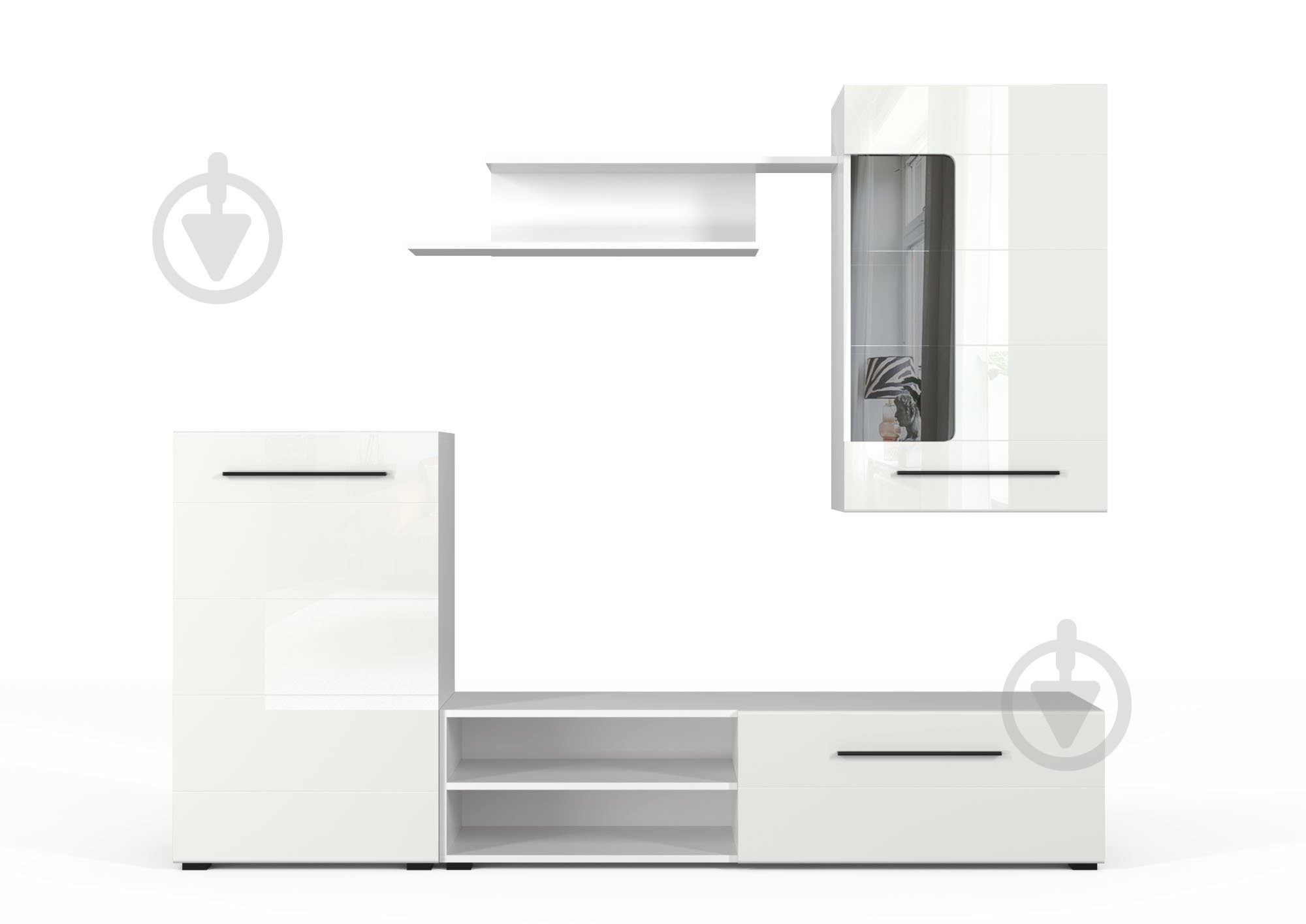 Стенка Флоренсия-1 Луч белый/белый глянец - фото 2