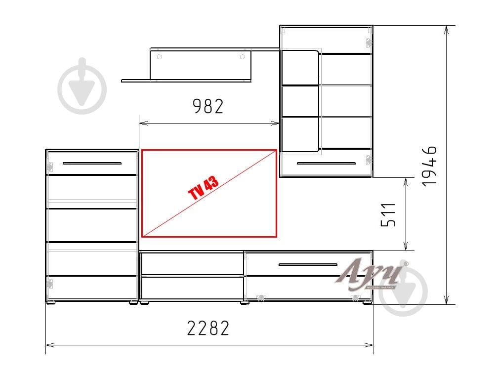 Стенка Флоренсия-1 Луч белый/белый глянец - фото 5