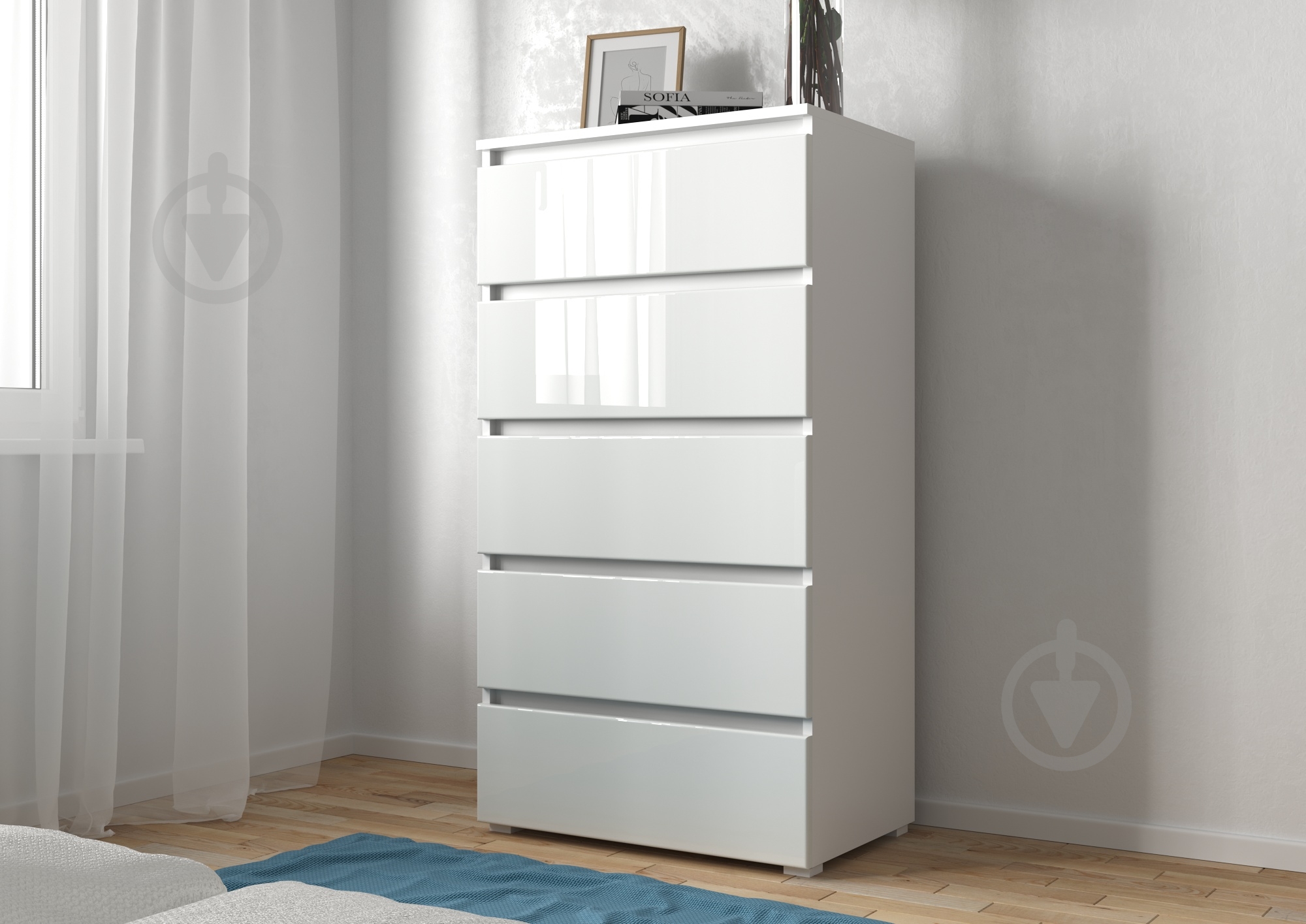 Комод Луч Андора-3 нимфея альба/белый глянец/белый глянец - фото 3