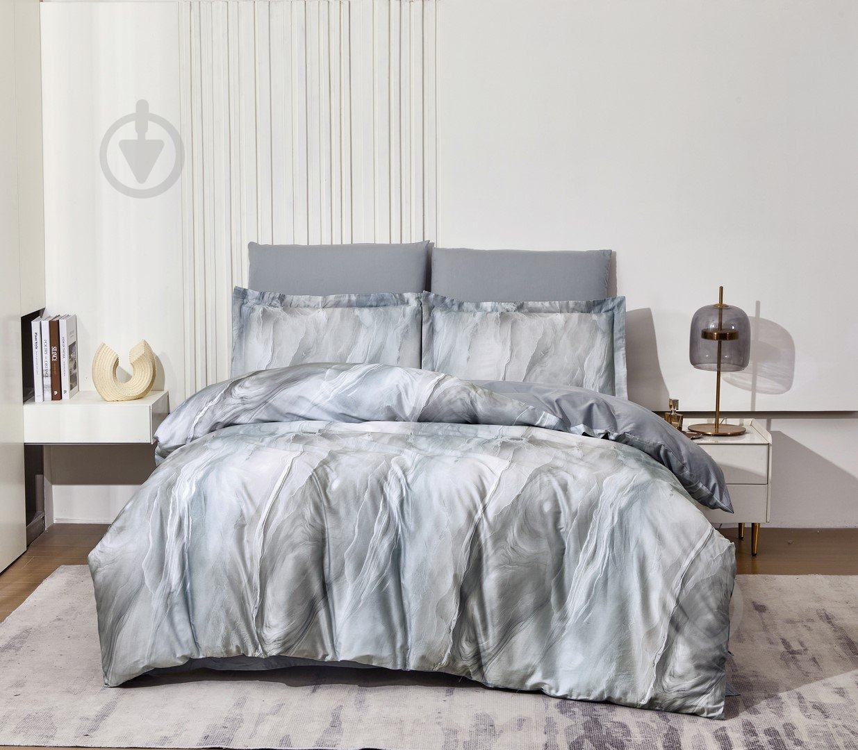 Комплект постельного белья L1862 евро серый/мульти Word of Dream - фото 3 Комплект постельного белья L1862 евро серый/мульти Word of Dream - фото 3