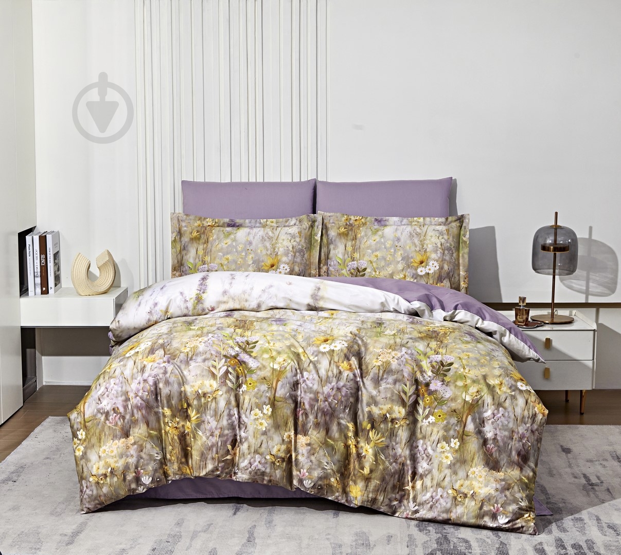 Комплект постельного белья L1830 евро фиолетовый/мульти Word of Dream - фото 4