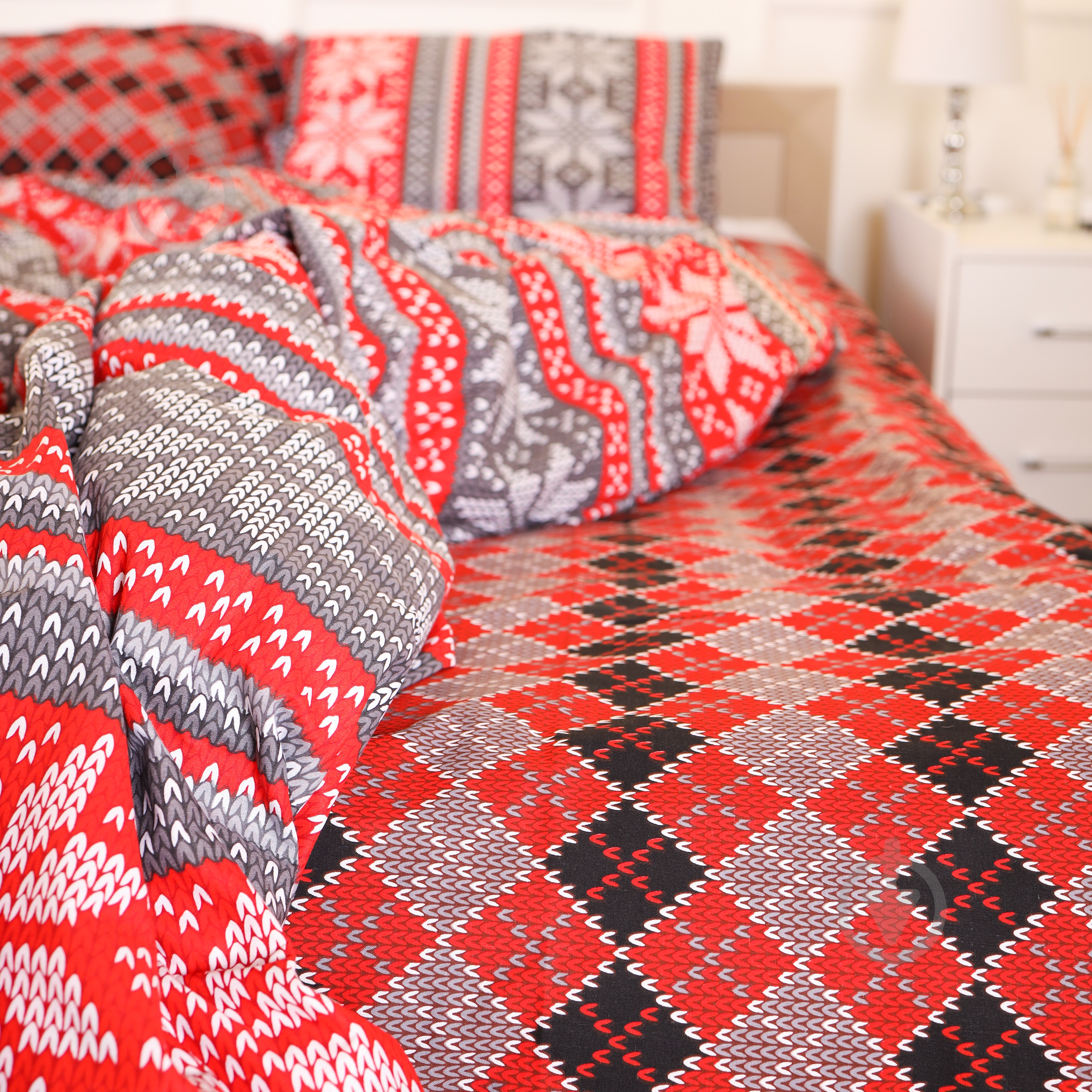 Підковдра Бязь 17-0658 Jingle 160x220 см сірий із червоним MirSon - фото 3