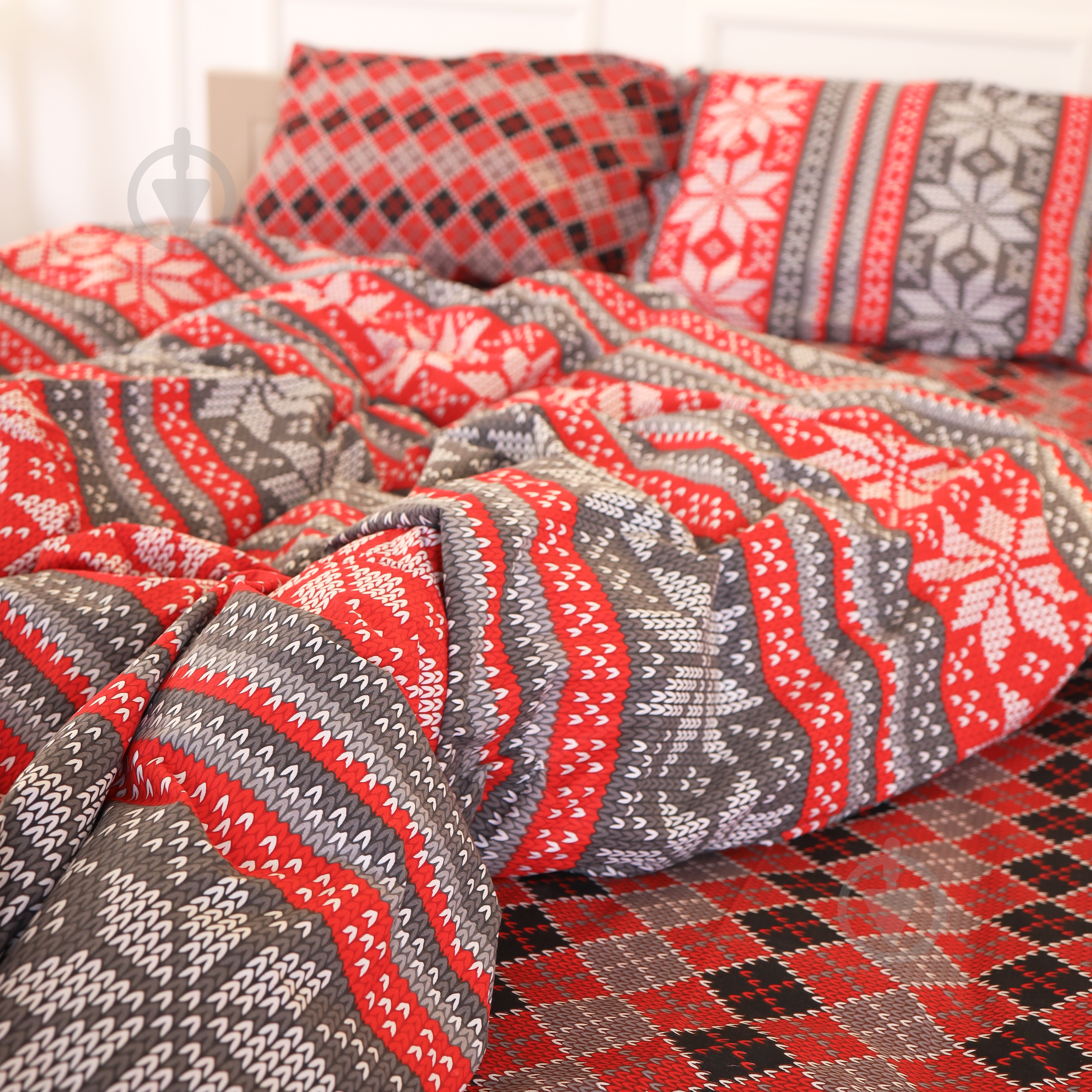 Підковдра Бязь 17-0658 Jingle 160x220 см сірий із червоним MirSon - фото 4