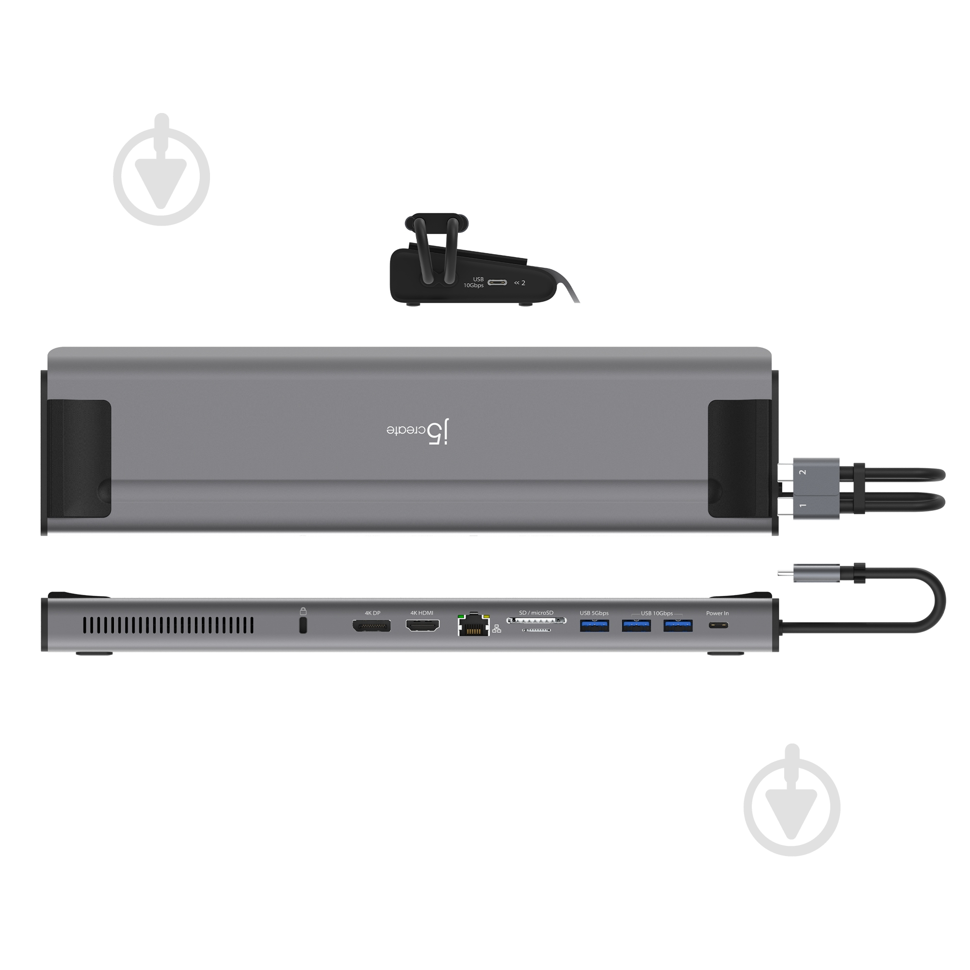 Док-станция J5Create USB-C 10Gbps, 12-в-1 dark grey (JCD552-N) - фото 3
