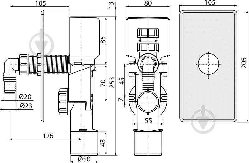 Сифон для стиральной машины Alca Plast под штукатурку хромированный - фото 2 Сифон для стиральной машины Alca Plast под штукатурку хромированный - фото 2