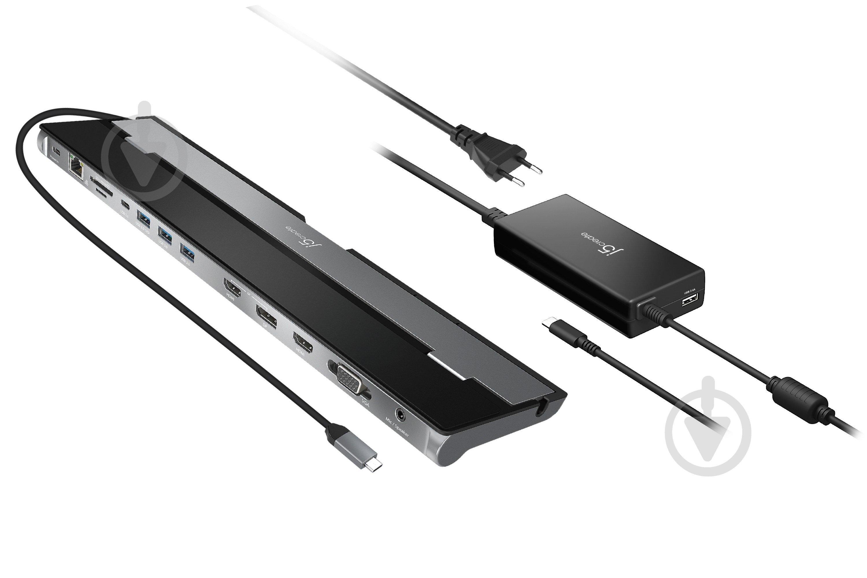 Док-станция J5Create USB-C 10-в-1 dark grey (JCD543P-EN) - фото 1