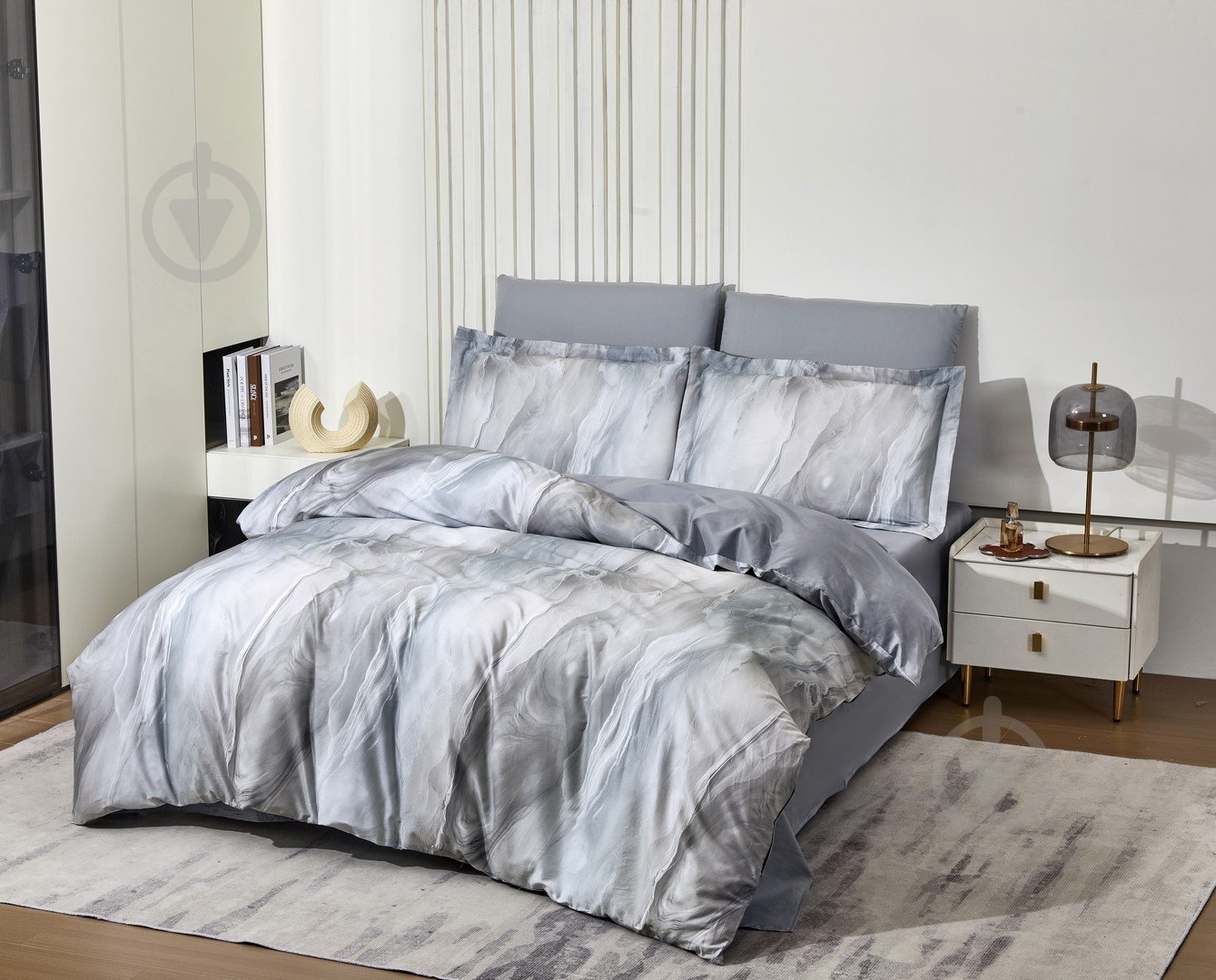 Комплект постельного белья L1862-семейный серый Word of Dream - фото 5 Комплект постельного белья L1862-семейный серый Word of Dream - фото 5