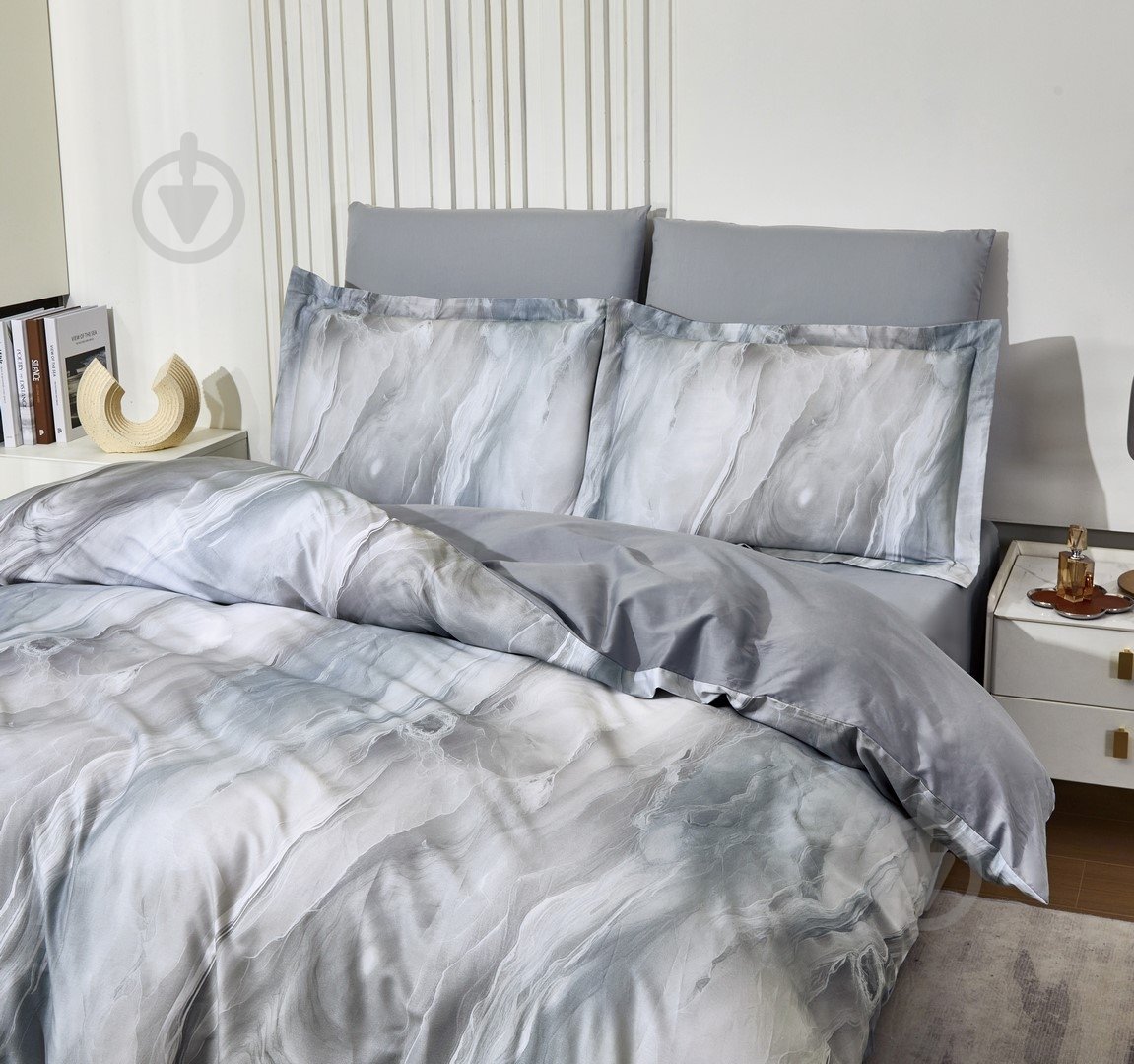 Комплект постельного белья L1862-семейный серый Word of Dream - фото 2 Комплект постельного белья L1862-семейный серый Word of Dream - фото 2