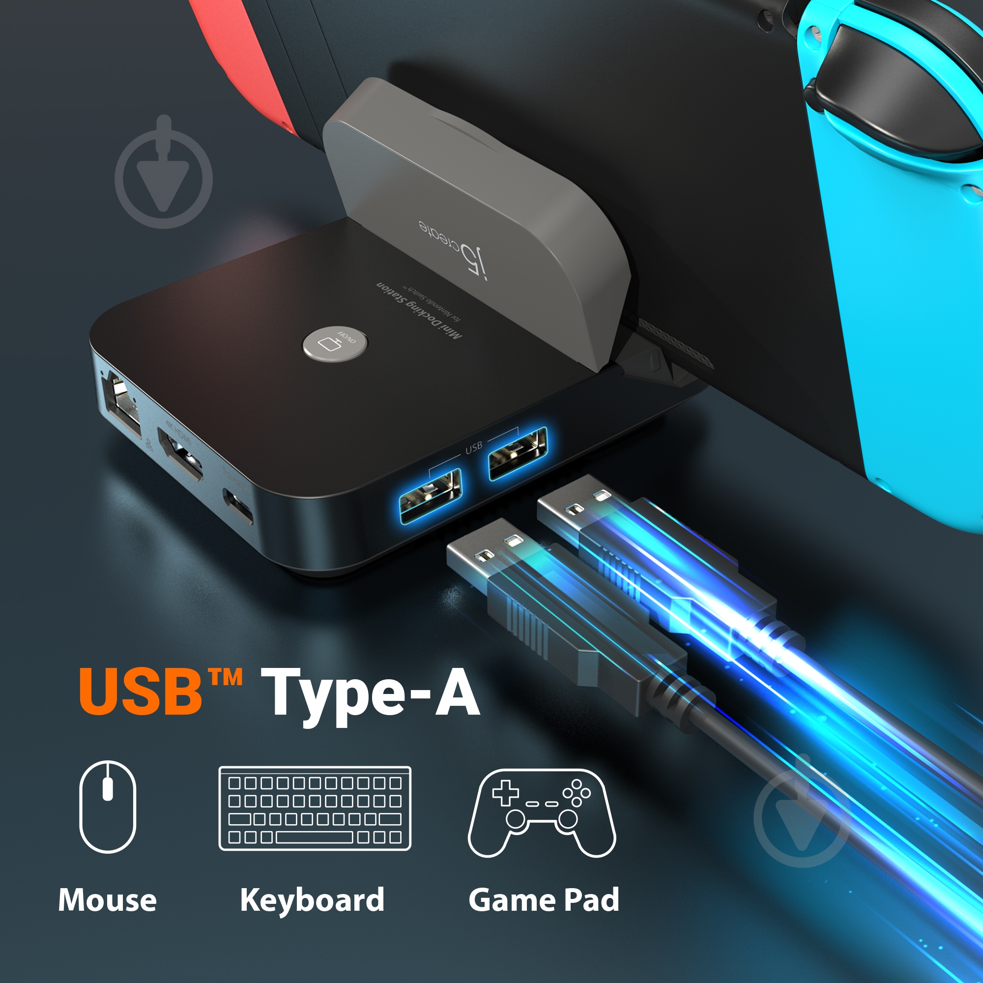 Док-станция J5Create Nintendo Switch (HDMI/PD/USB-A/USB-C/LAN) black (JCD620-N) - фото 8