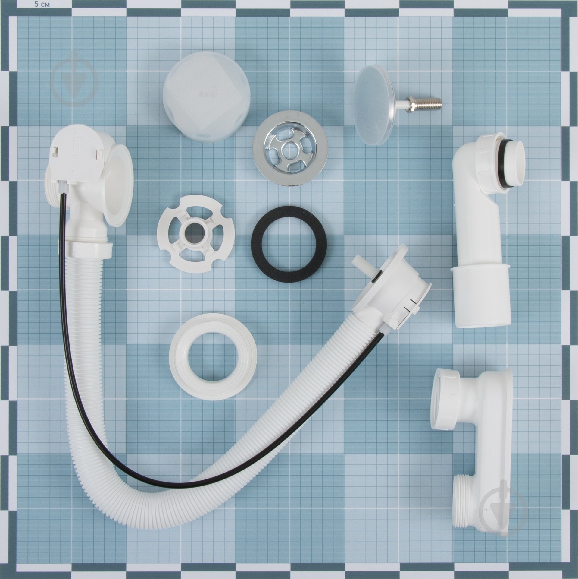 Сифон для ванны Alca Plast автомат комплект металл 57cm A55KM-57 - фото 4