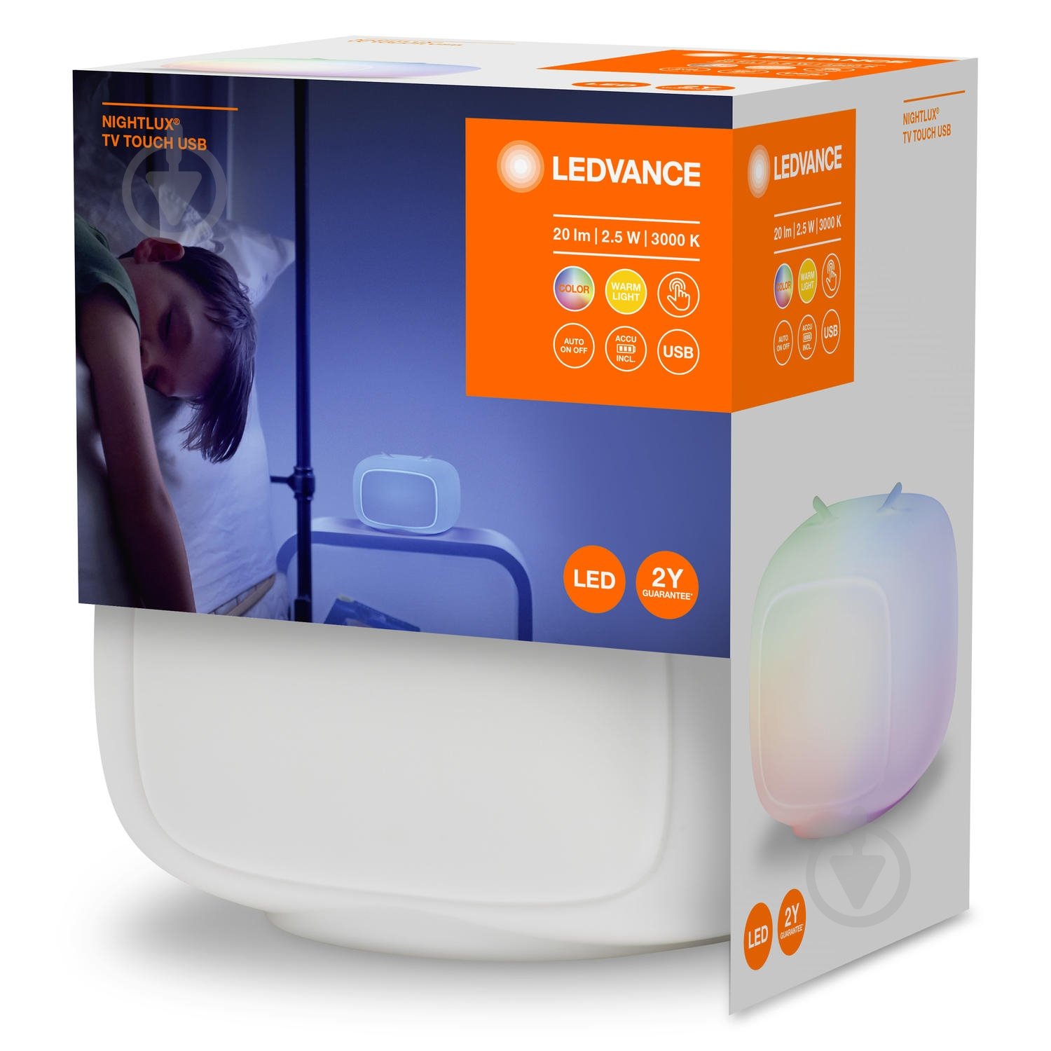 Нічник Ledvance Nightlux Touch LED 2,5 Вт білий Retro TV + USB+ RGBW - фото 1