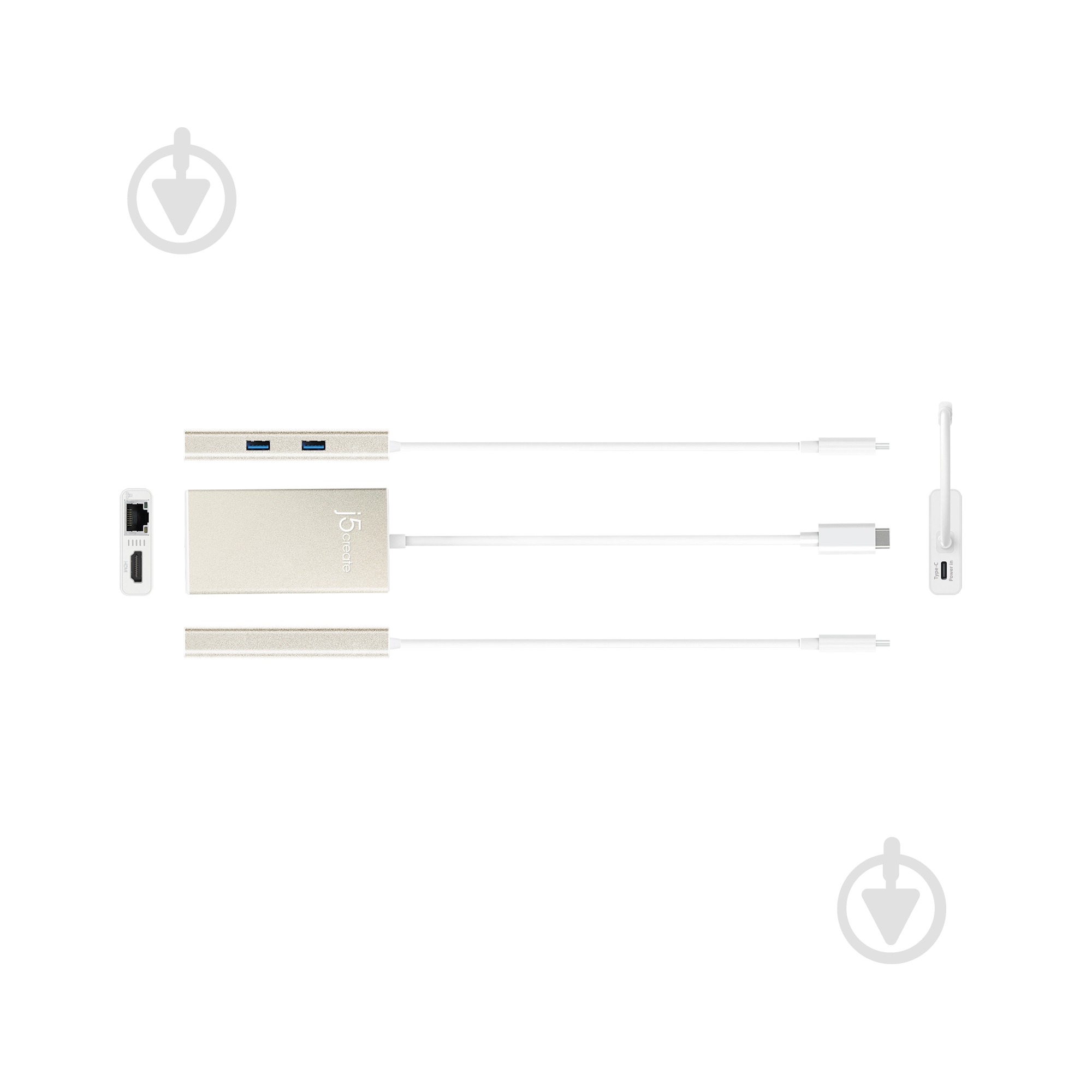 Док-станция J5Create USB-C 5-в-1 (хаб/HDMI/PD/LAN) silver (JCA374-N) - фото 3