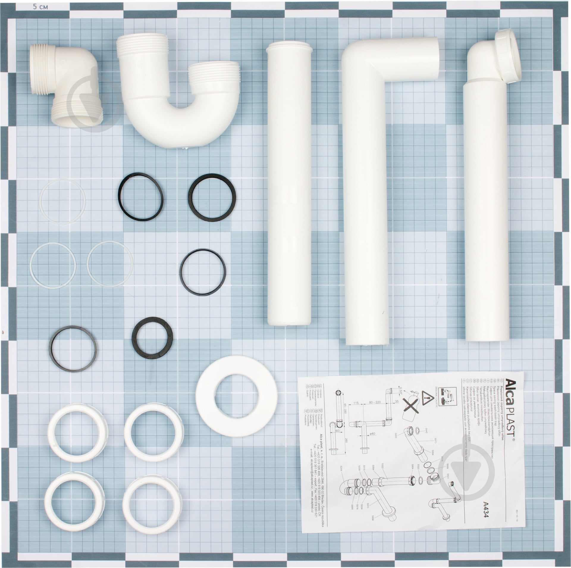 Сифон для умывальника Alca Plast для экономии пространства с накидной гайкой 5/4 " - фото 2