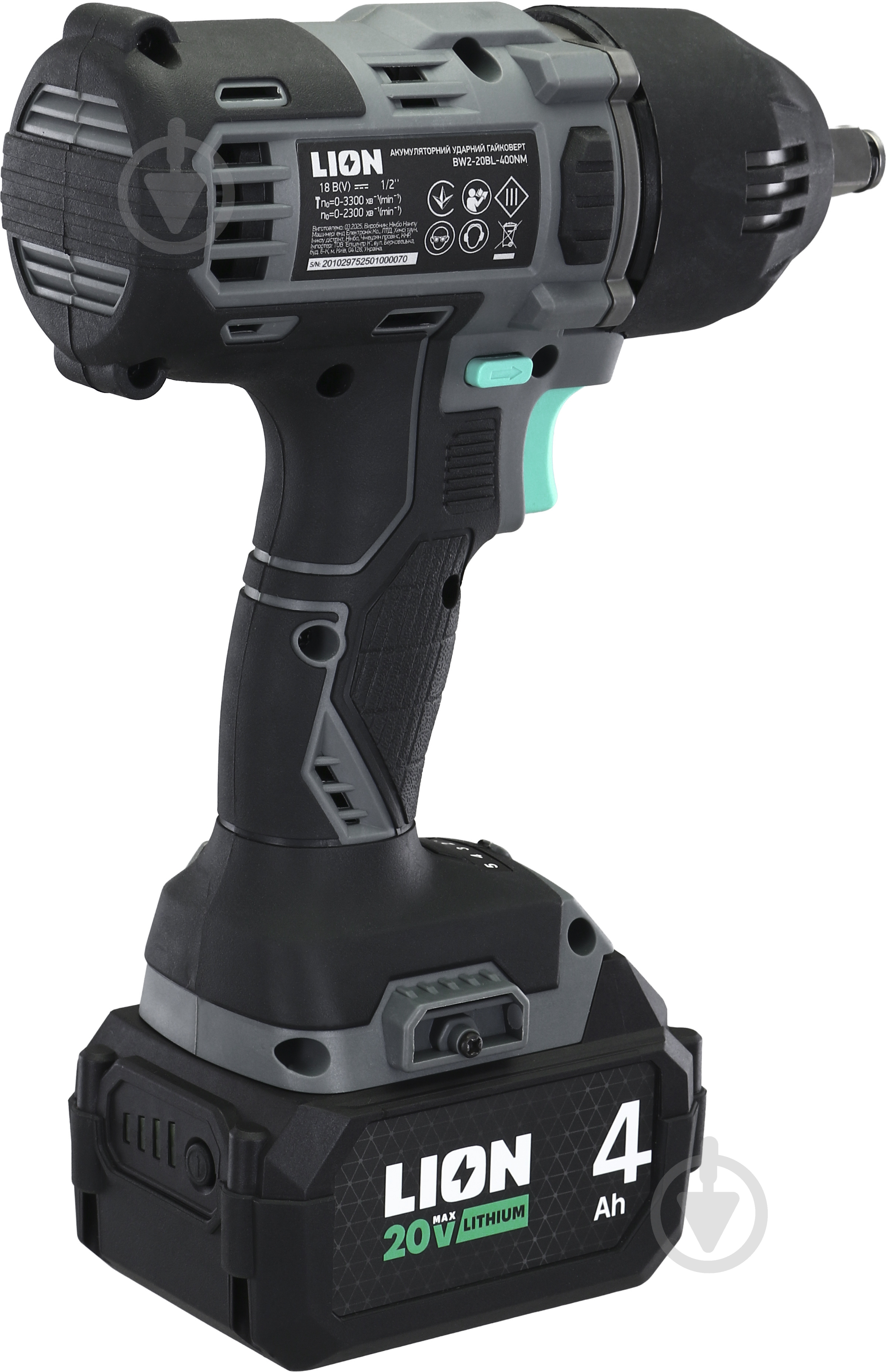 Гайковерт акумуляторний LION BW2-20BL-400NM 400 Нм - фото 6 Гайковерт акумуляторний LION BW2-20BL-400NM 400 Нм - фото 6