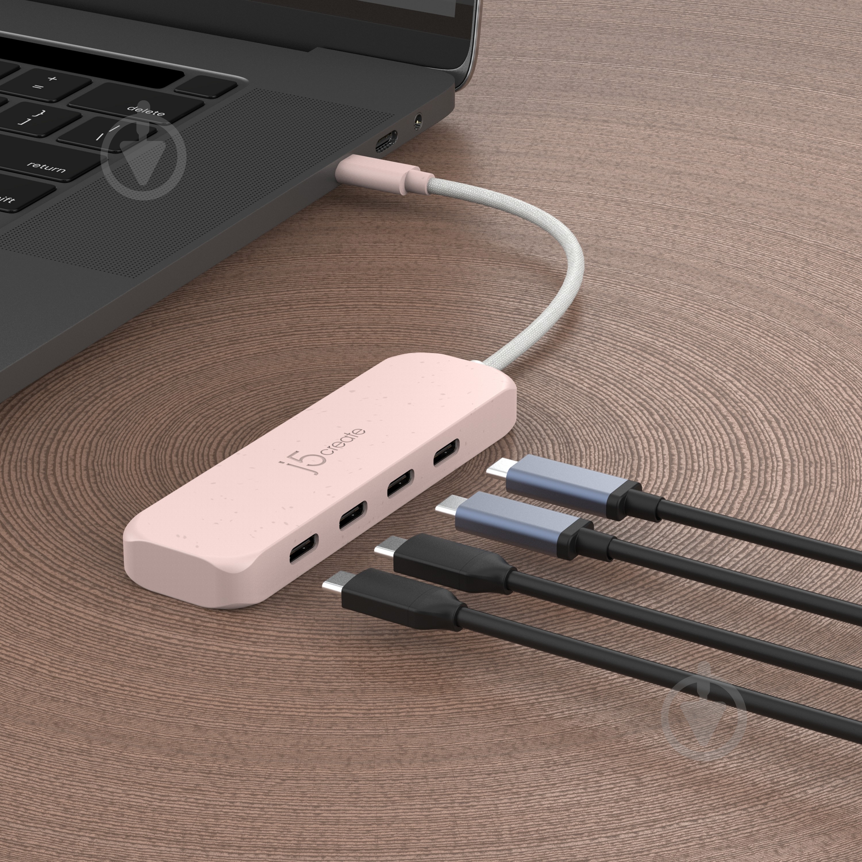 USB-хаб J5Create JCH345ER-N, USB 3.2, 10Gbps, USB-С на 4 USB-С - фото 5