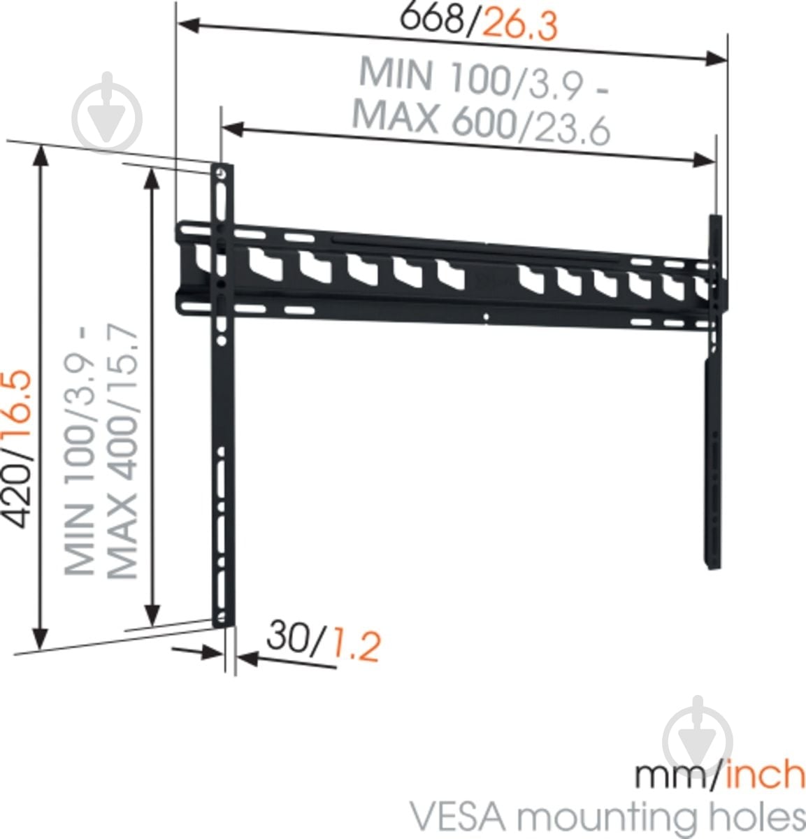 Кронштейн Vogels фиксированные 40"-65" черный - фото 3