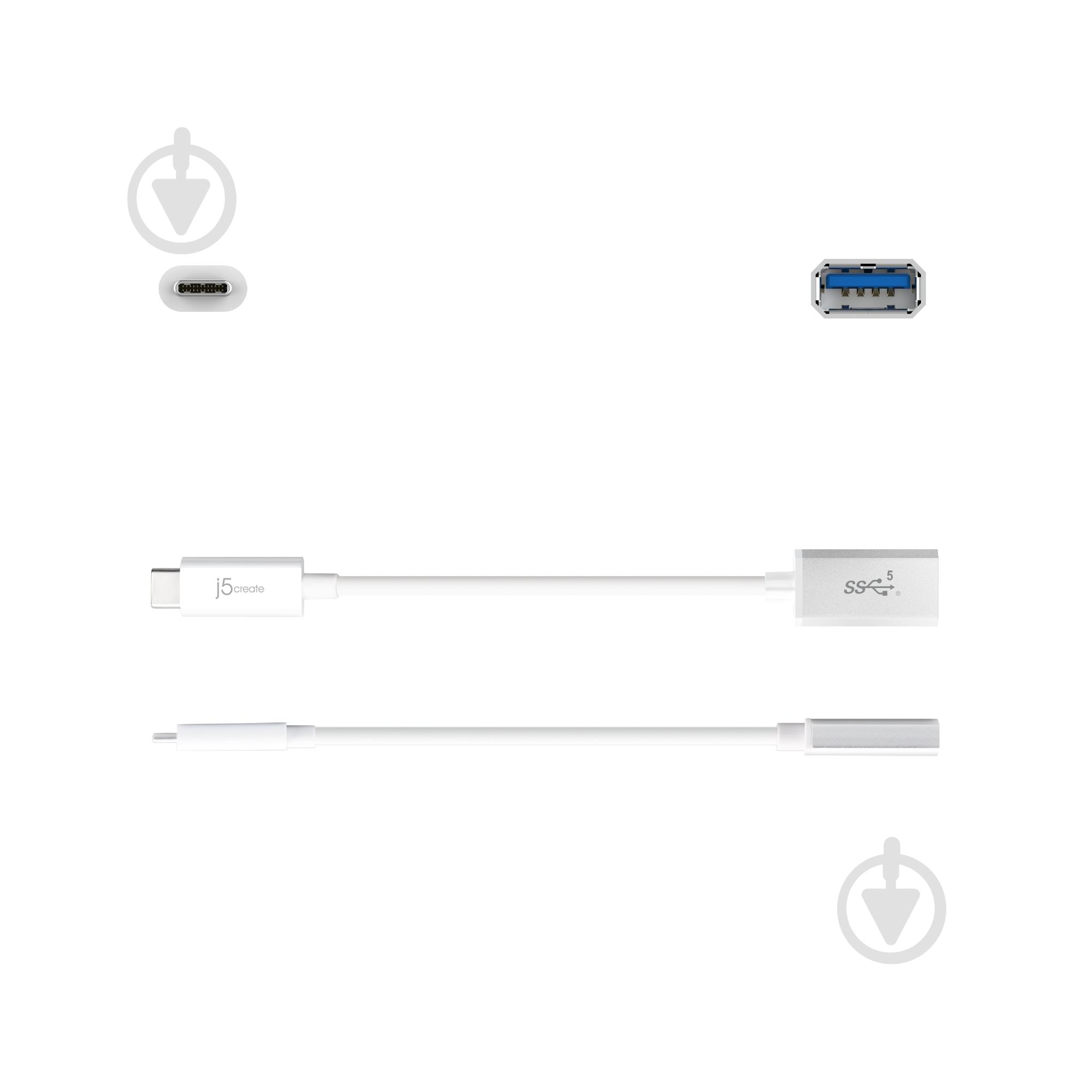 USB-адаптер J5Create OTG USB 3.1, USB-C/USB-A 0,1 м white (JUCX05-N) - фото 3 USB-адаптер J5Create OTG USB 3.1, USB-C/USB-A 0,1 м white (JUCX05-N) - фото 3