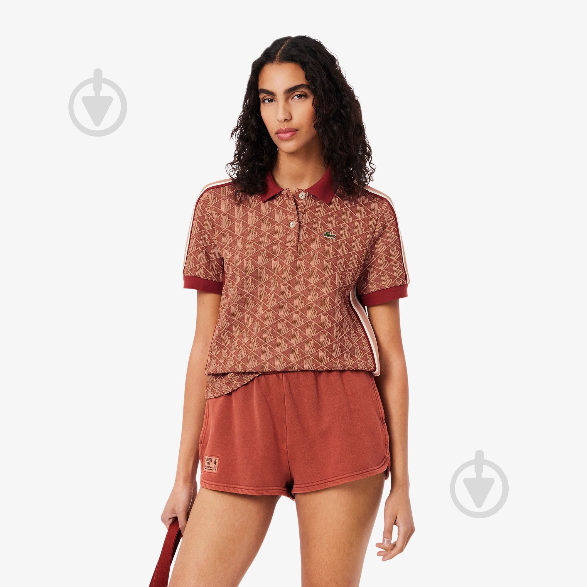 Поло Lacoste Slim Fit Monogram DF3364GTI р.36 бордовый - фото 1