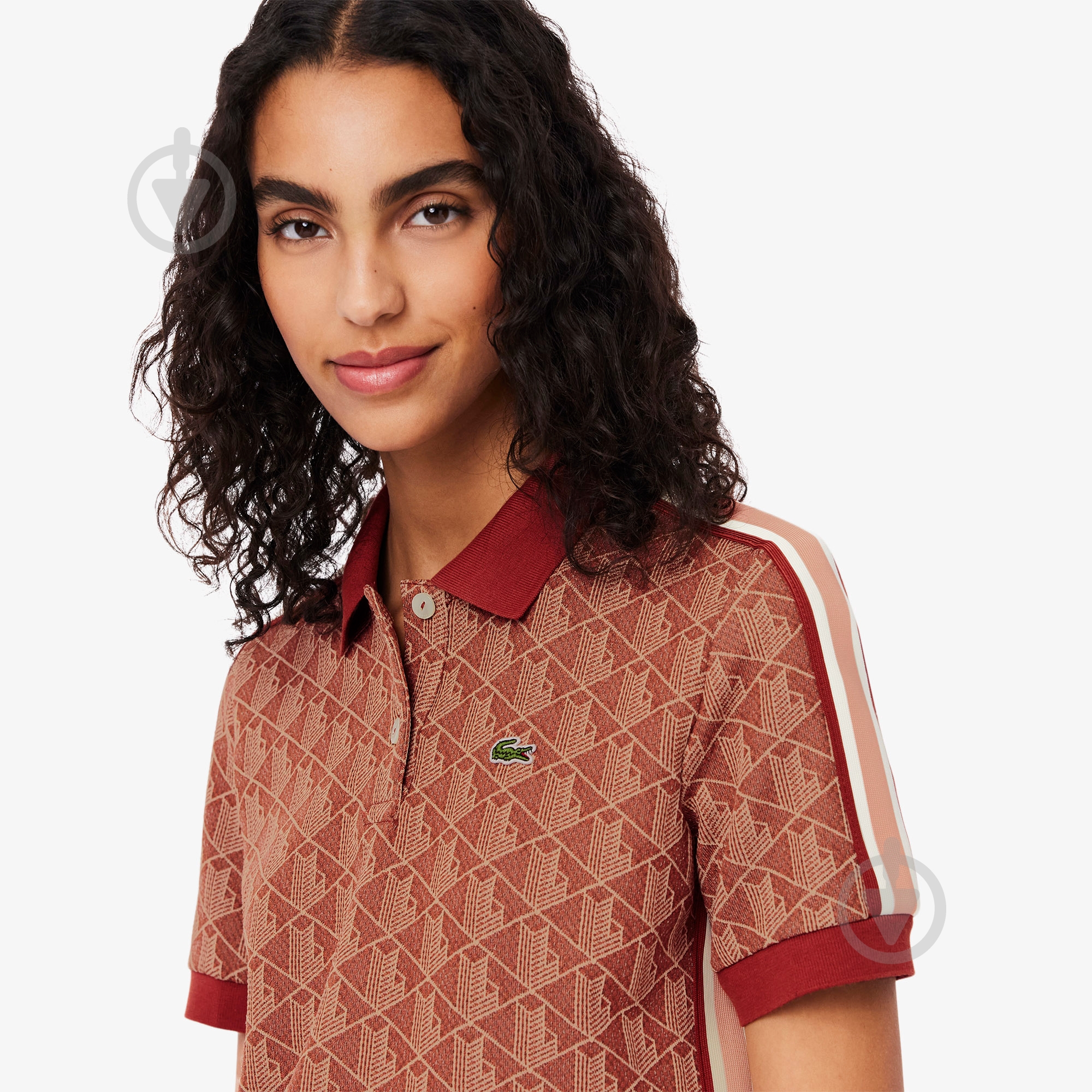 Поло Lacoste Slim Fit Monogram DF3364GTI р.36 бордовый - фото 3