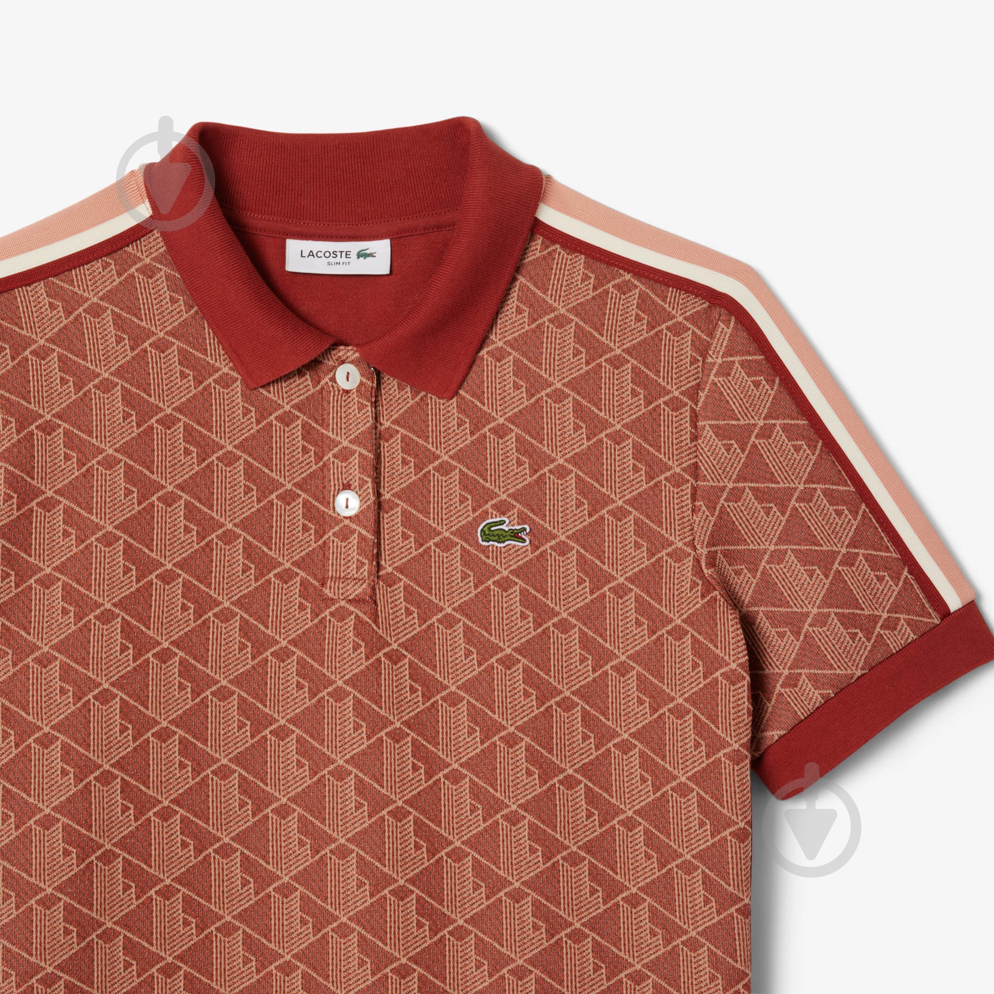 Поло Lacoste Slim Fit Monogram DF3364GTI р.36 бордовый - фото 6