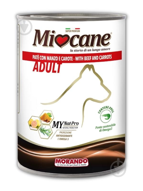 Корм вологий Morando Miocane для собак усіх порід з яловичиною та морквою 400 г - фото 1