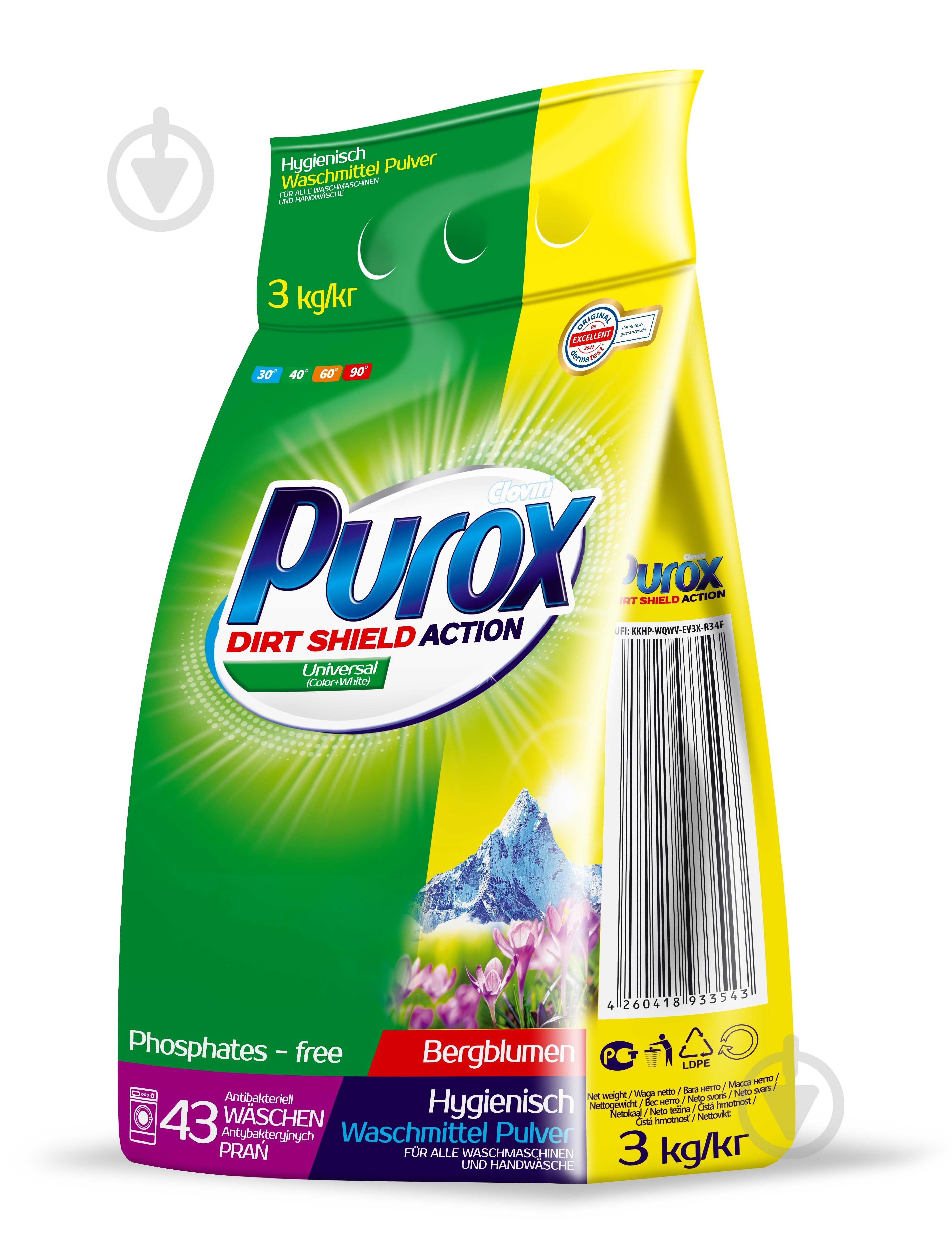 Стиральный порошок для машинной и ручной стирки PUROX UNIVERSAL 3 кг - фото 1