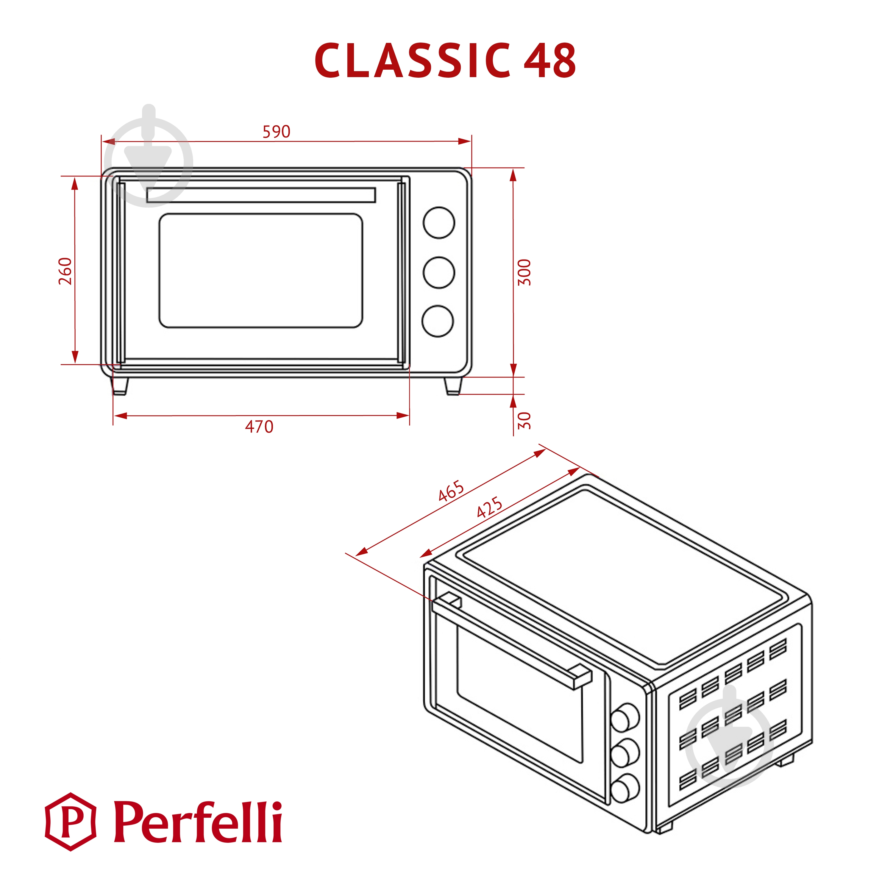 Електрична піч Perfelli CLASSIC 48 Black - фото 20