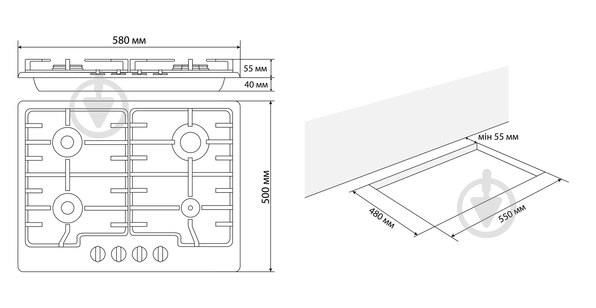 Варочная поверхность газовая Eleyus GRACIA 60 BG CF - фото 12 Варочная поверхность газовая Eleyus GRACIA 60 BG CF - фото 12