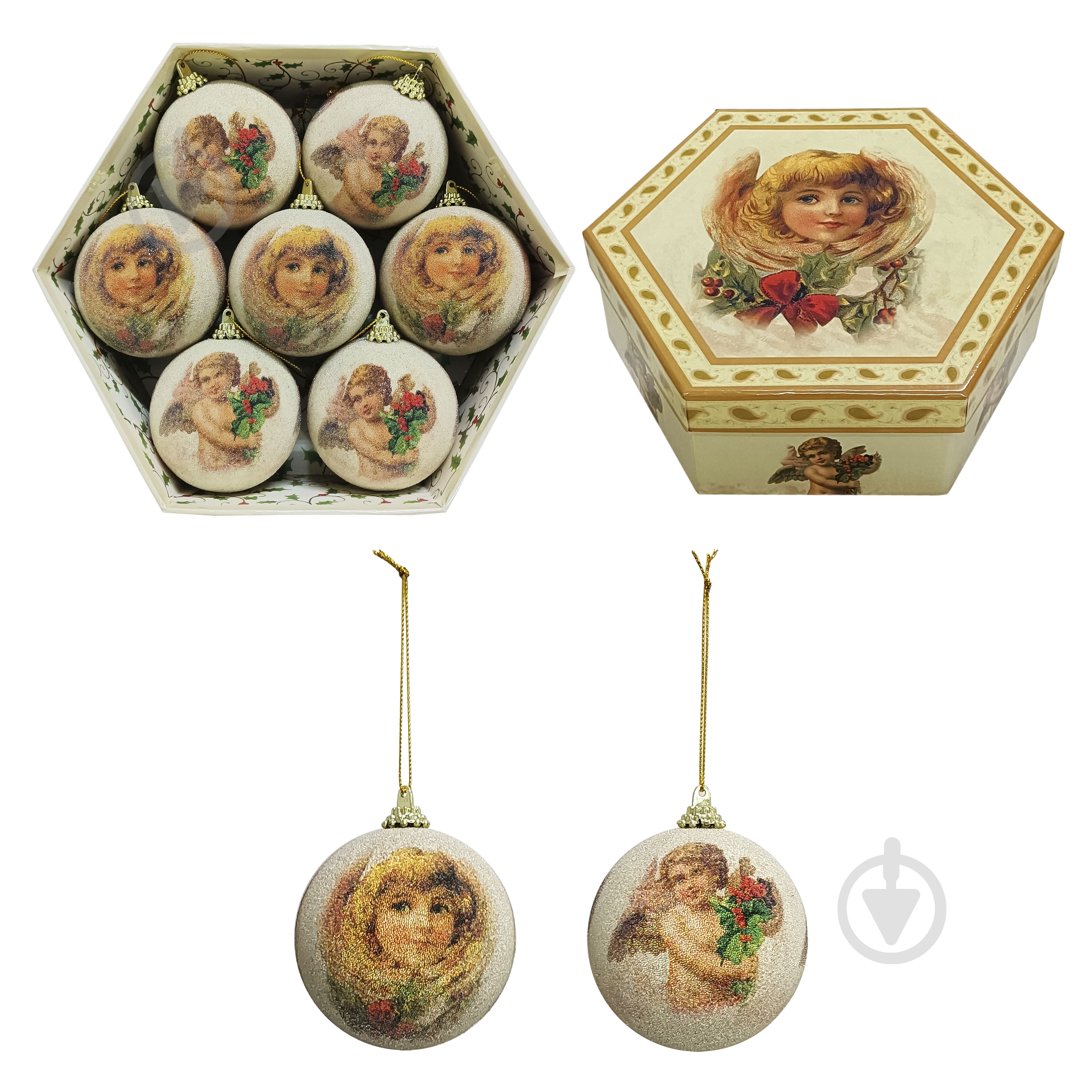 Набор шаров Ангелы d 75 мм 7 шт./уп. - фото 1