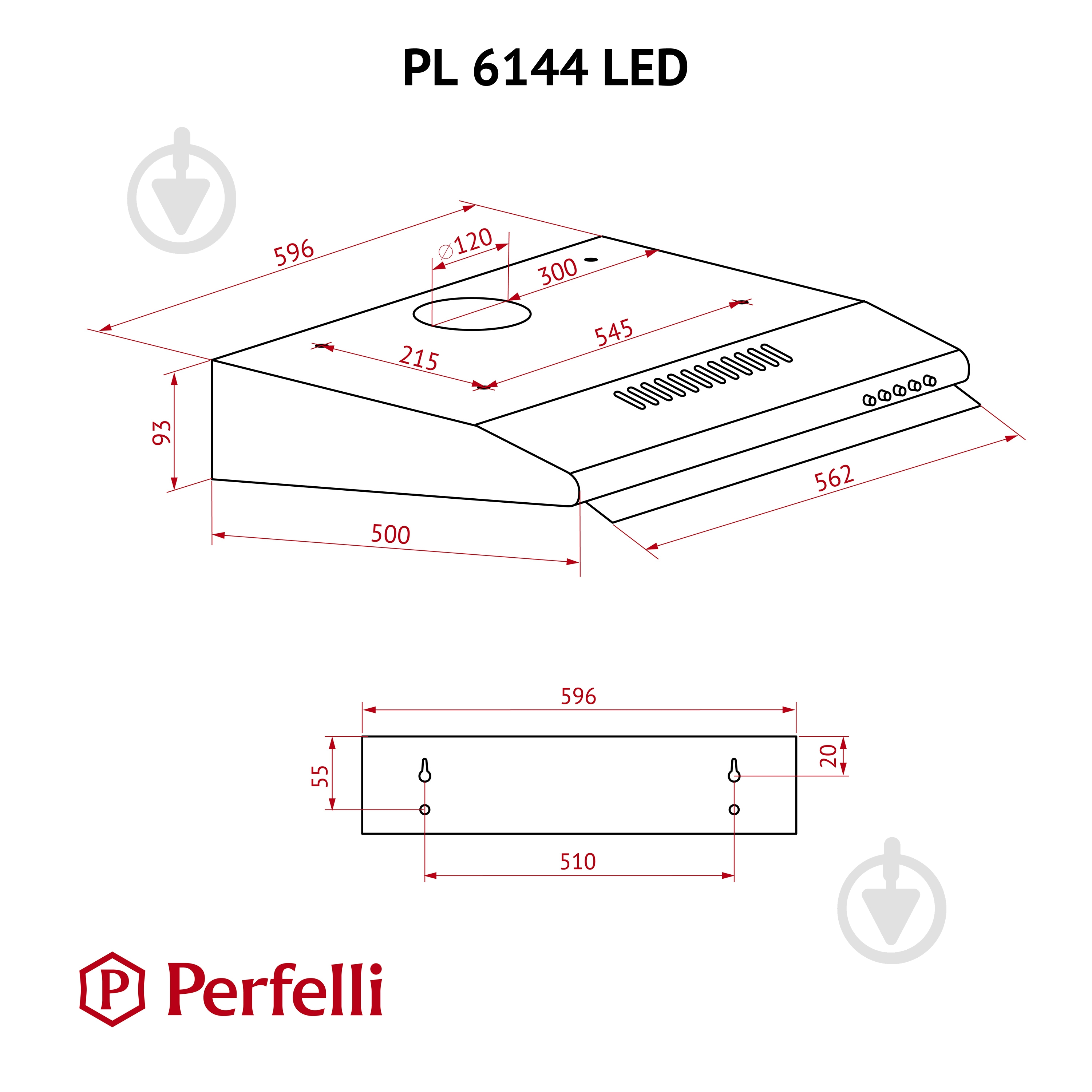 Витяжка Perfelli PL 6144 W LED пласка - фото 12