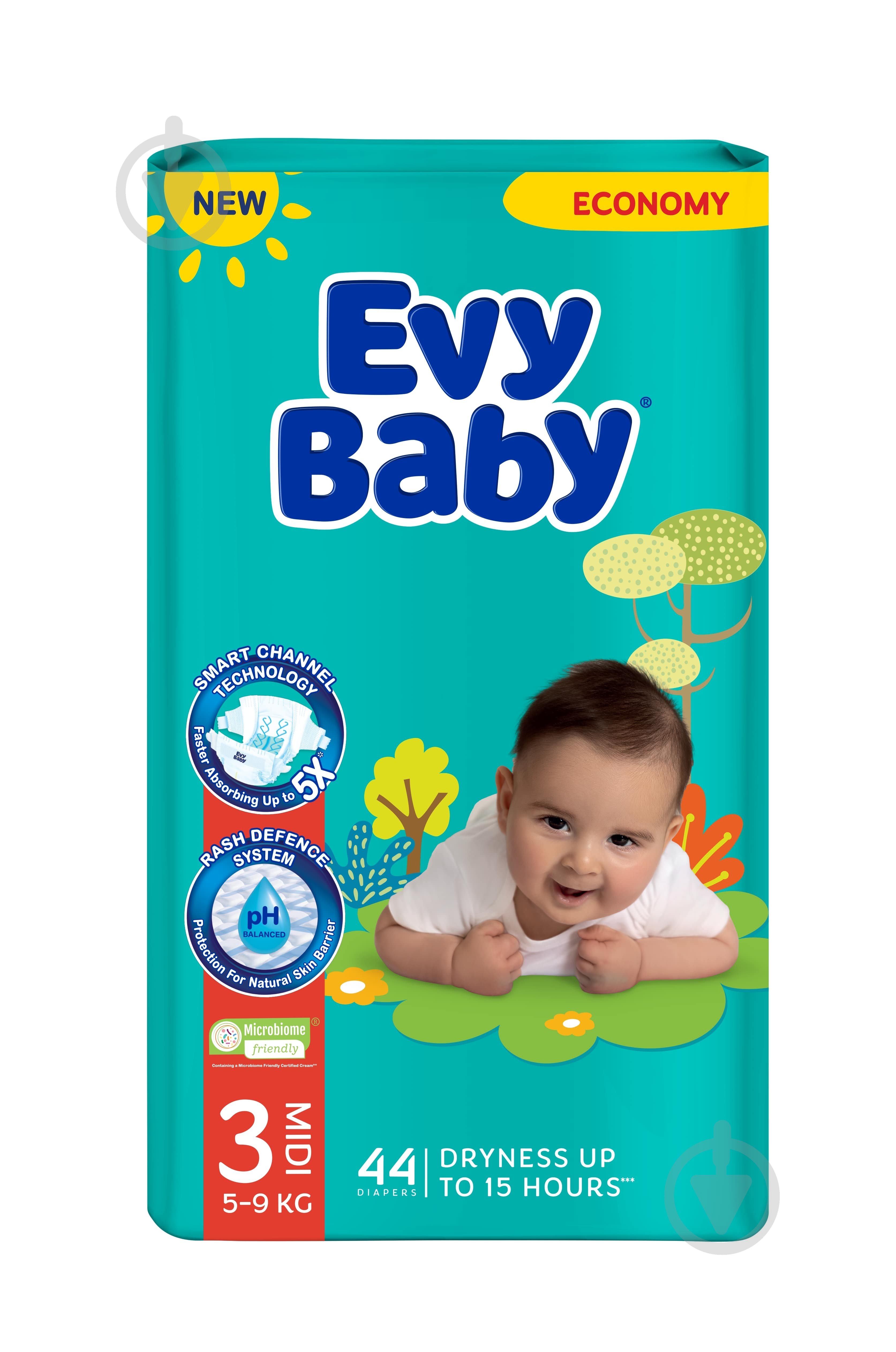 Підгузки Evy Baby Midi S 5-9 кг 44 шт. - фото 1 Підгузки Evy Baby Midi S 5-9 кг 44 шт. - фото 1