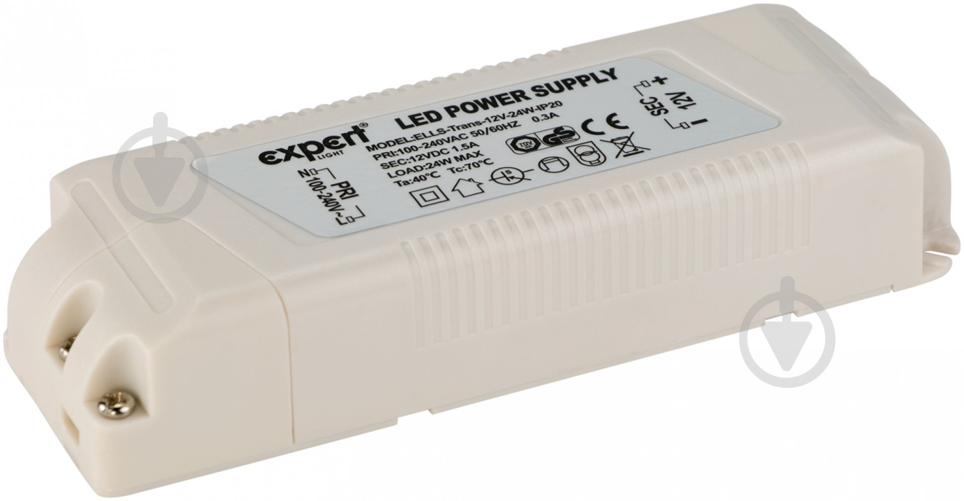 Трансформатор Union 12 В 24 Вт IP20 ELLS-Trans-12V-24W-IP20 - фото 1