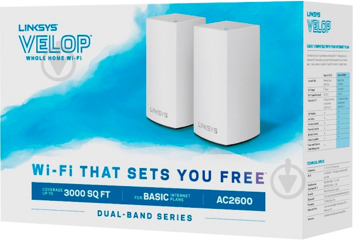 Wi-Fi-система Linksys Velop WHW0102 AC1300 WHW0102-EU - фото 7 Wi-Fi-система Linksys Velop WHW0102 AC1300 WHW0102-EU - фото 7