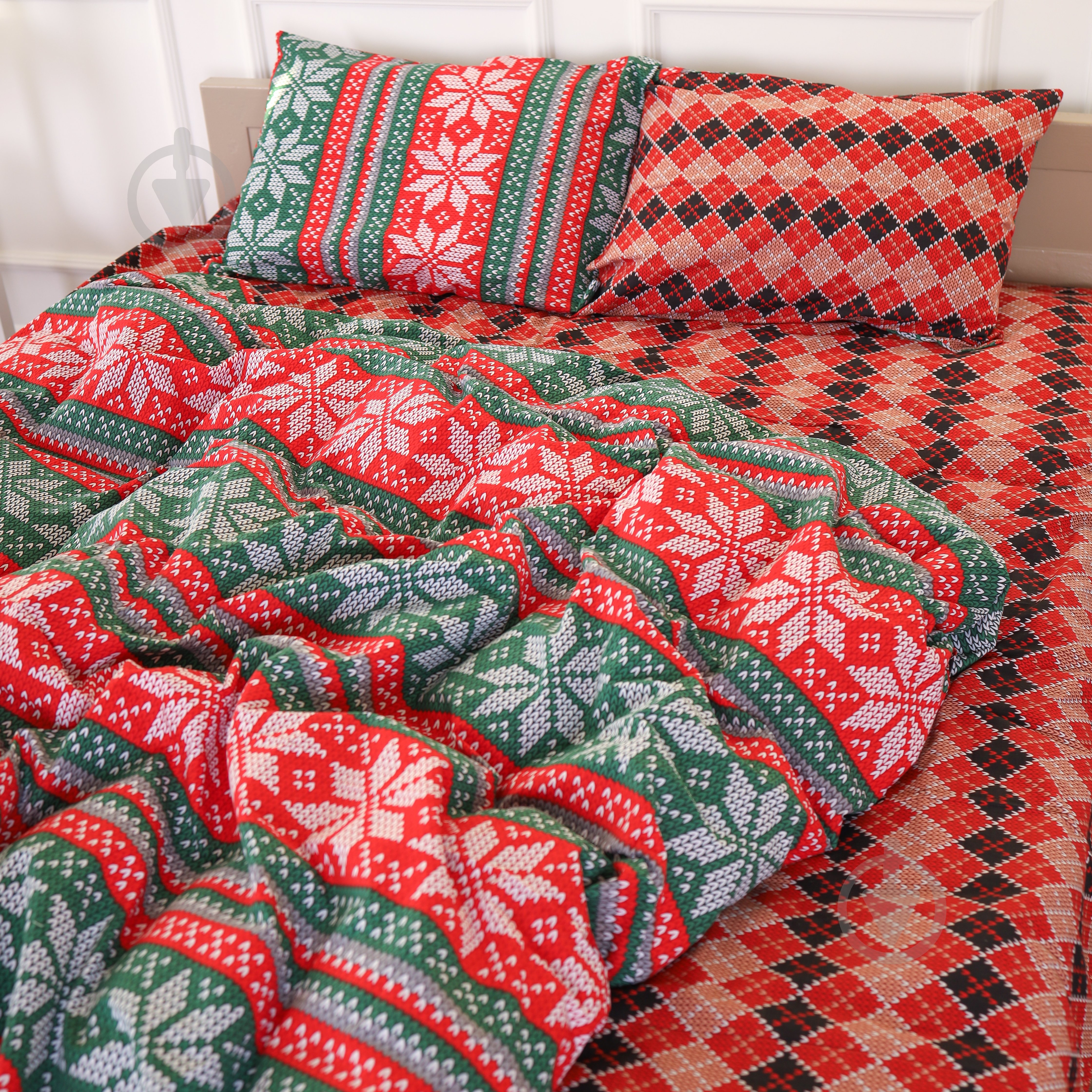 Пододеяльник Бязь 17-0659 Christmas 143x210 см красныйзеленый MirSon - фото 1