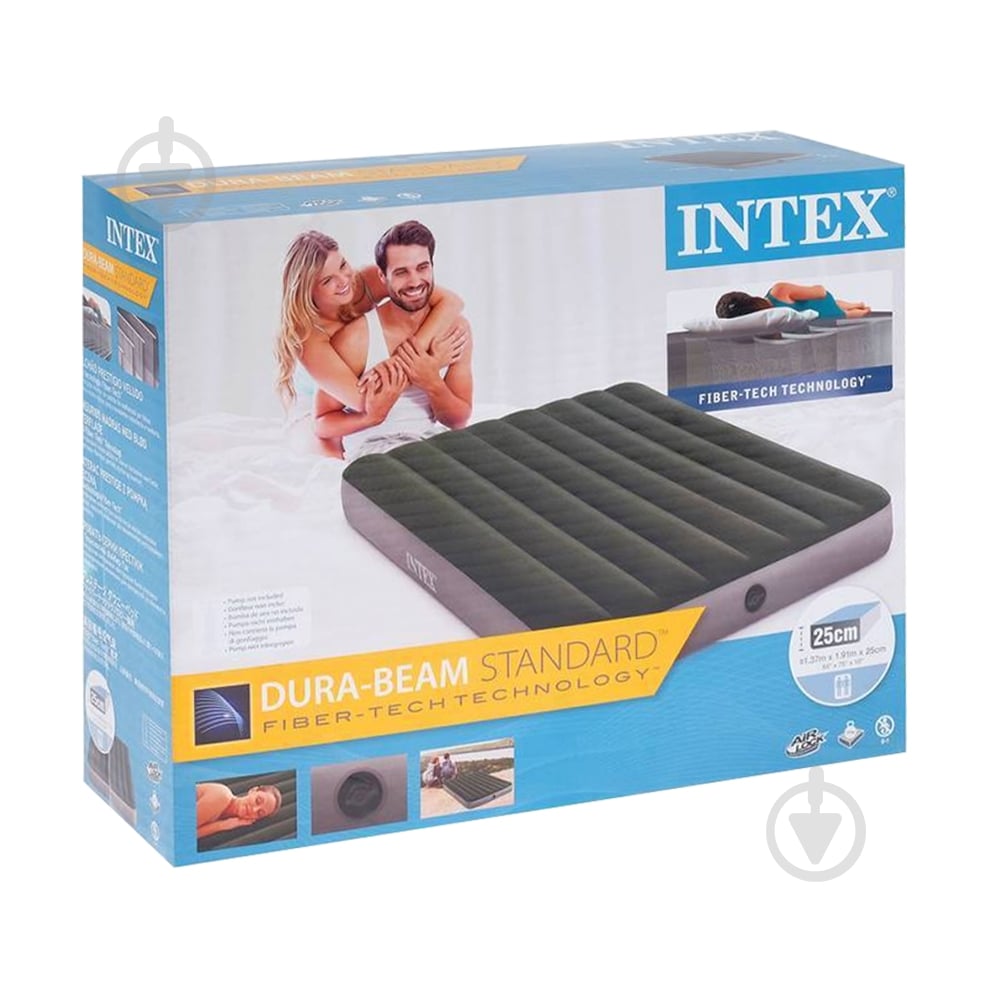 Ліжко надувне Intex Prestige Downy 64108 191х137 см зелено-сірий - фото 2