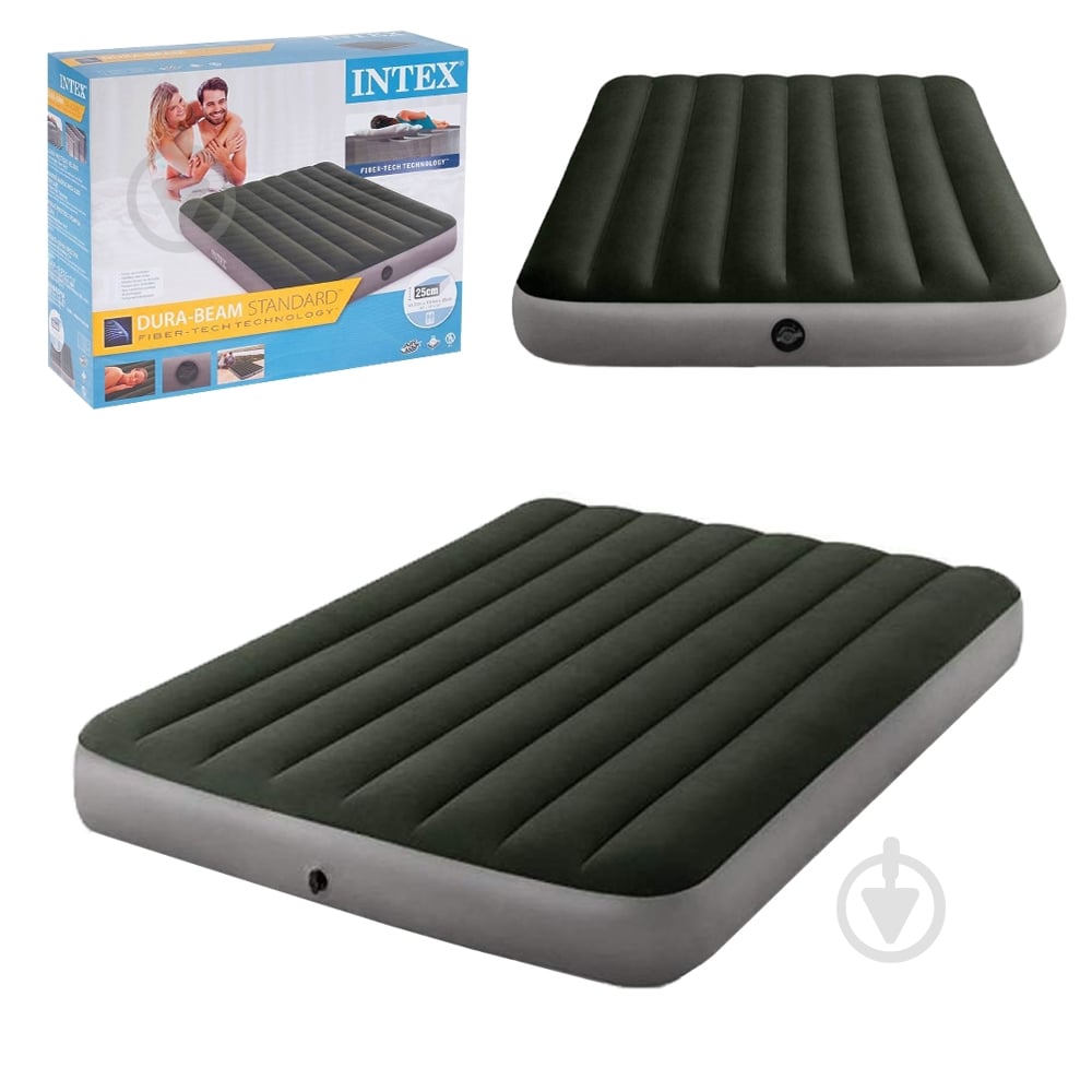 Ліжко надувне Intex Prestige Downy 64109 203х152 см зелено-сірий - фото 1