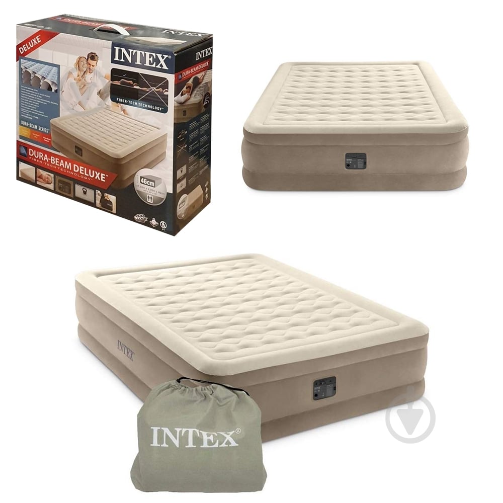 Ліжко надувне Intex 64428 203х152 см бежевий - фото 1
