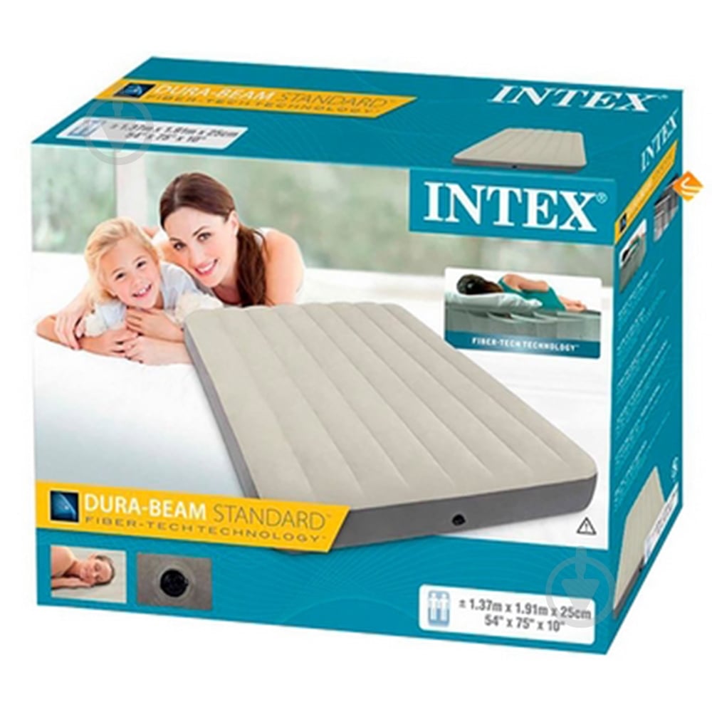 Ліжко надувне Intex 64102 191х137 см сірий - фото 3