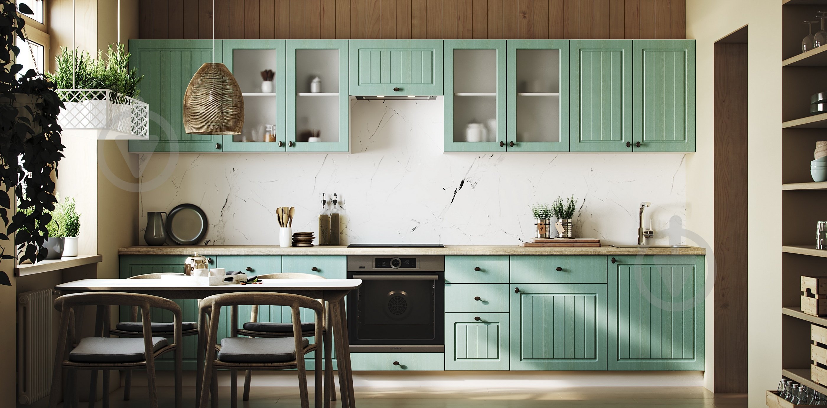 Шкаф верхний МС Прованс изумруд 60х72х31,5 см, прованс изумруд Грейд - фото 2