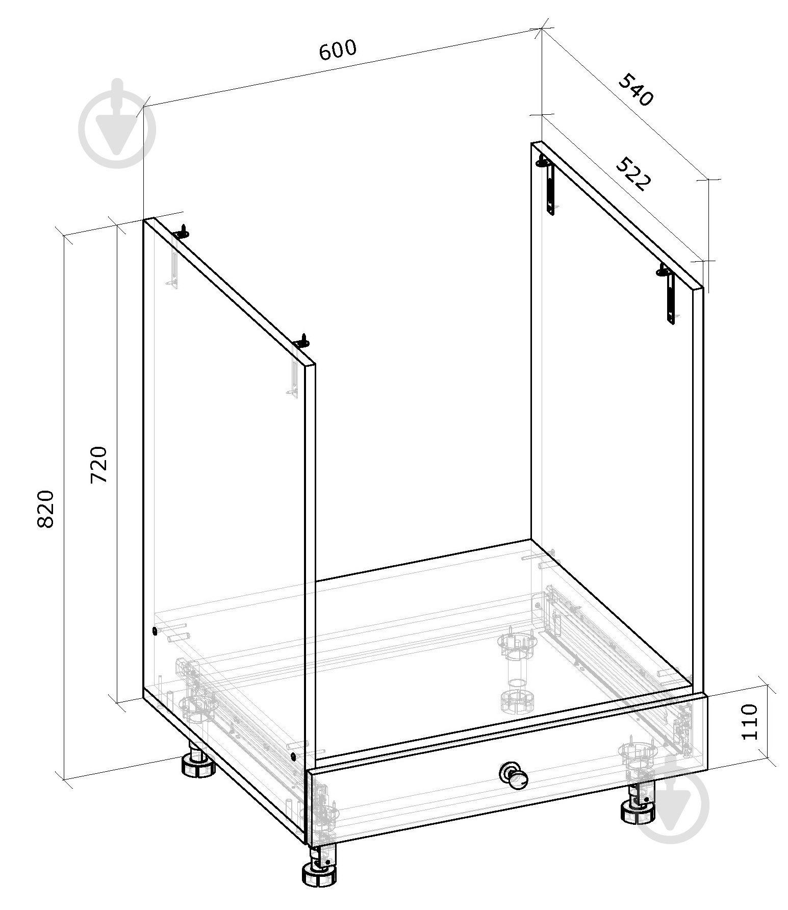 Тумба нижня під духовку з шухлядою МС Прованс смарагд 60х82х52 см, прованс смарагд Грейд - фото 6 Тумба нижня під духовку з шухлядою МС Прованс смарагд 60х82х52 см, прованс смарагд Грейд - фото 6