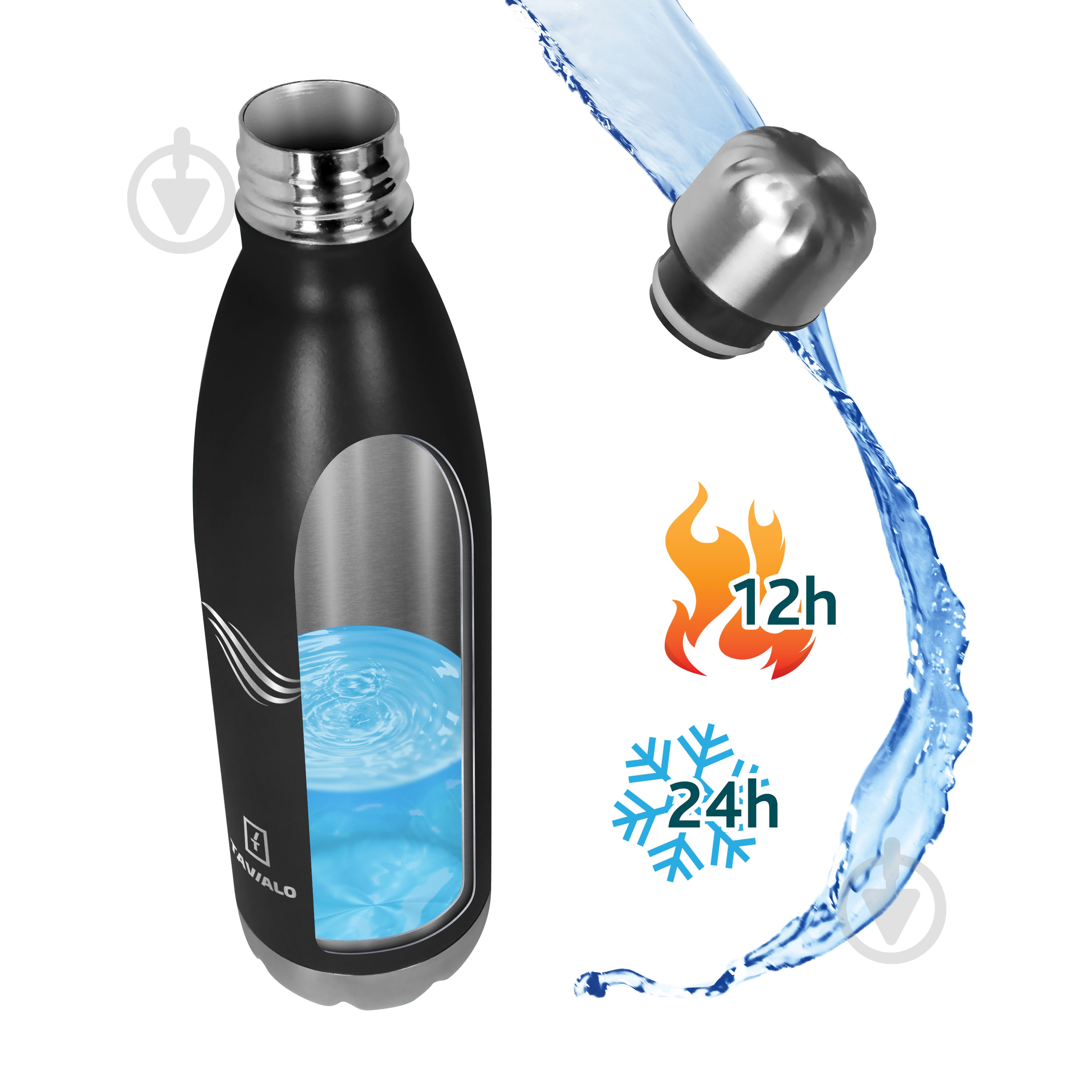 Термопляшка Tavialo 500 мл чорний (191500101) - фото 2