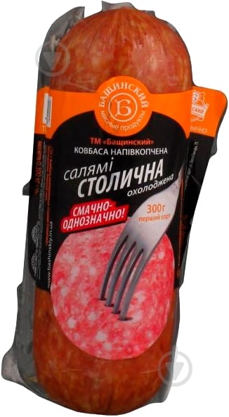 Колбаса Бащинський Салями Столичная 1 сорта 300 г 4823064803587 - фото 1