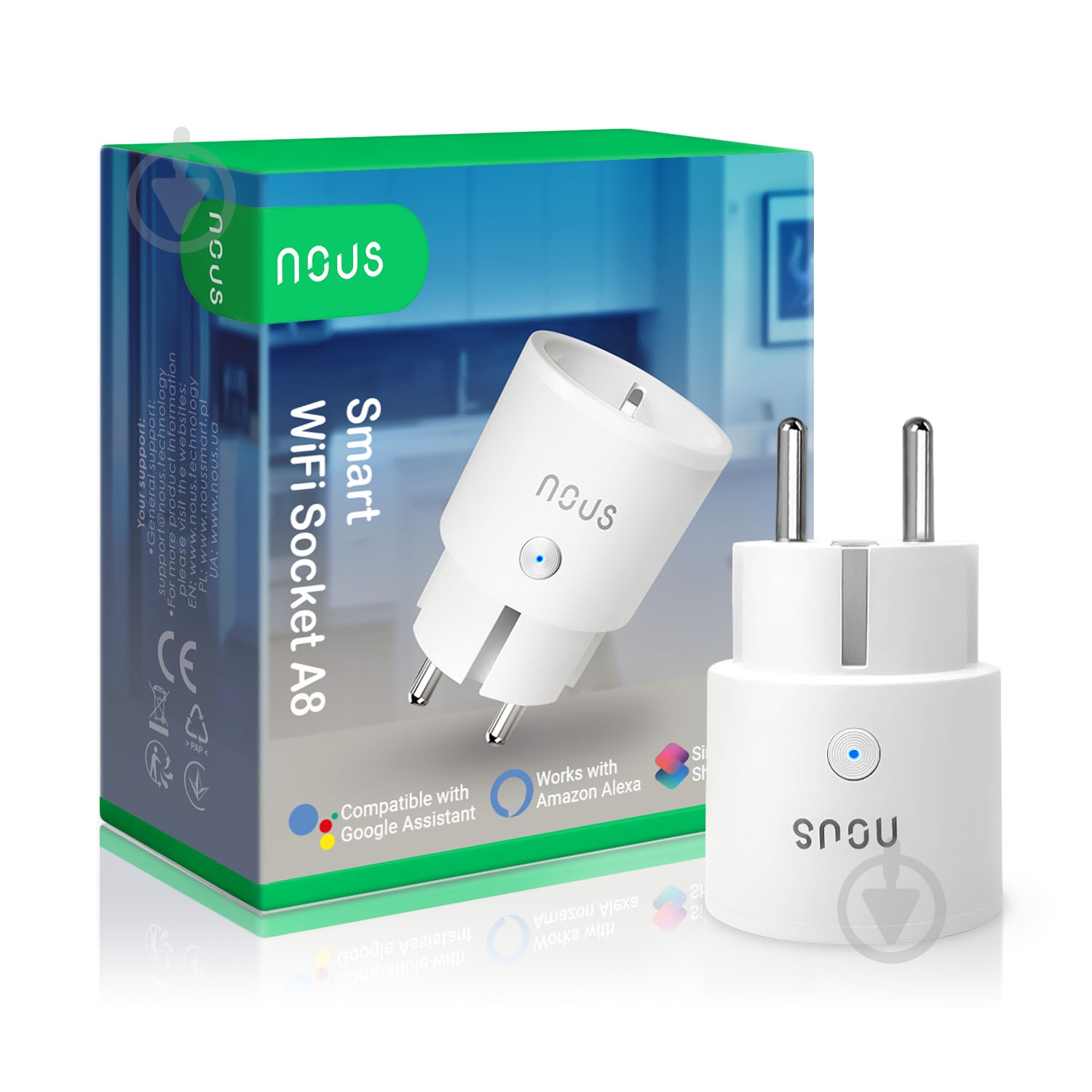 Умная розетка Nous A8 Smart Wifi Socket белый - фото 1 Умная розетка Nous A8 Smart Wifi Socket белый - фото 1