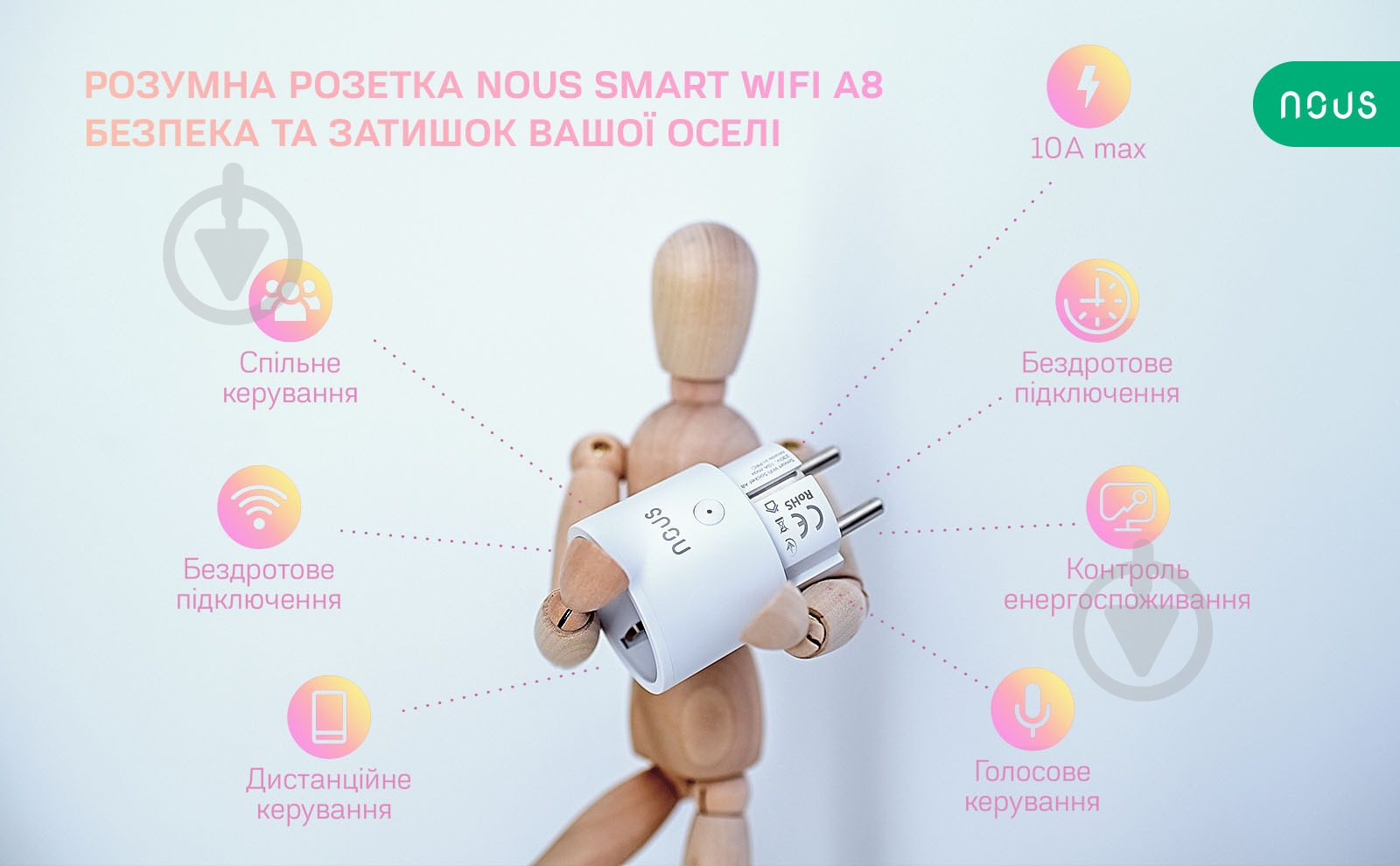 Умная розетка Nous A8 Smart Wifi Socket белый - фото 10 Умная розетка Nous A8 Smart Wifi Socket белый - фото 10