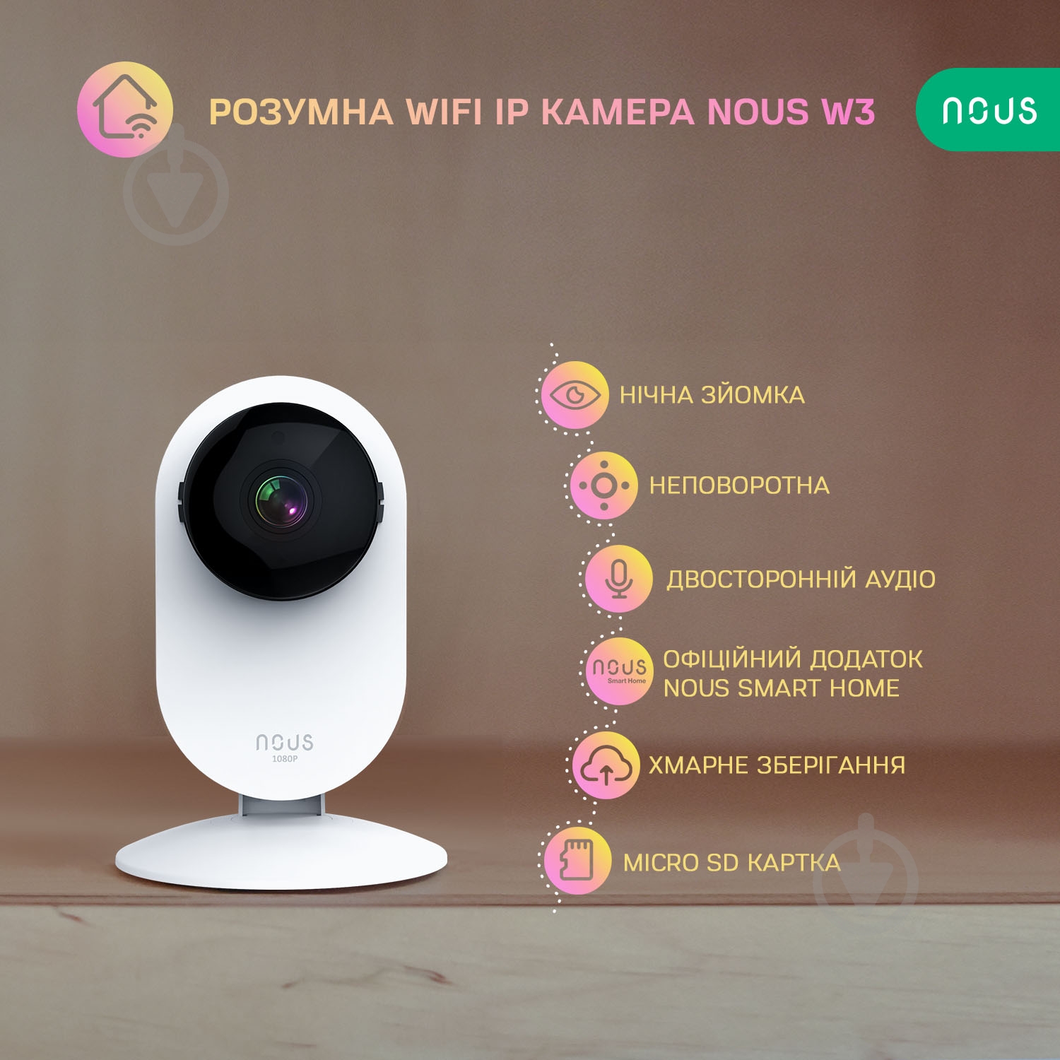 Умная IP-камера Nous W3 белый - фото 3