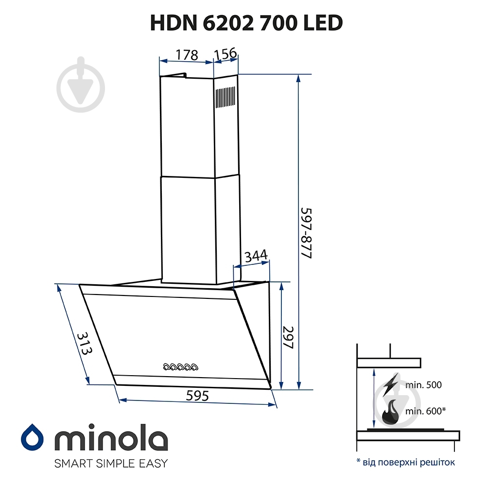 Витяжка Minola HDN 6202 BL/INOX 700 LED - фото 13